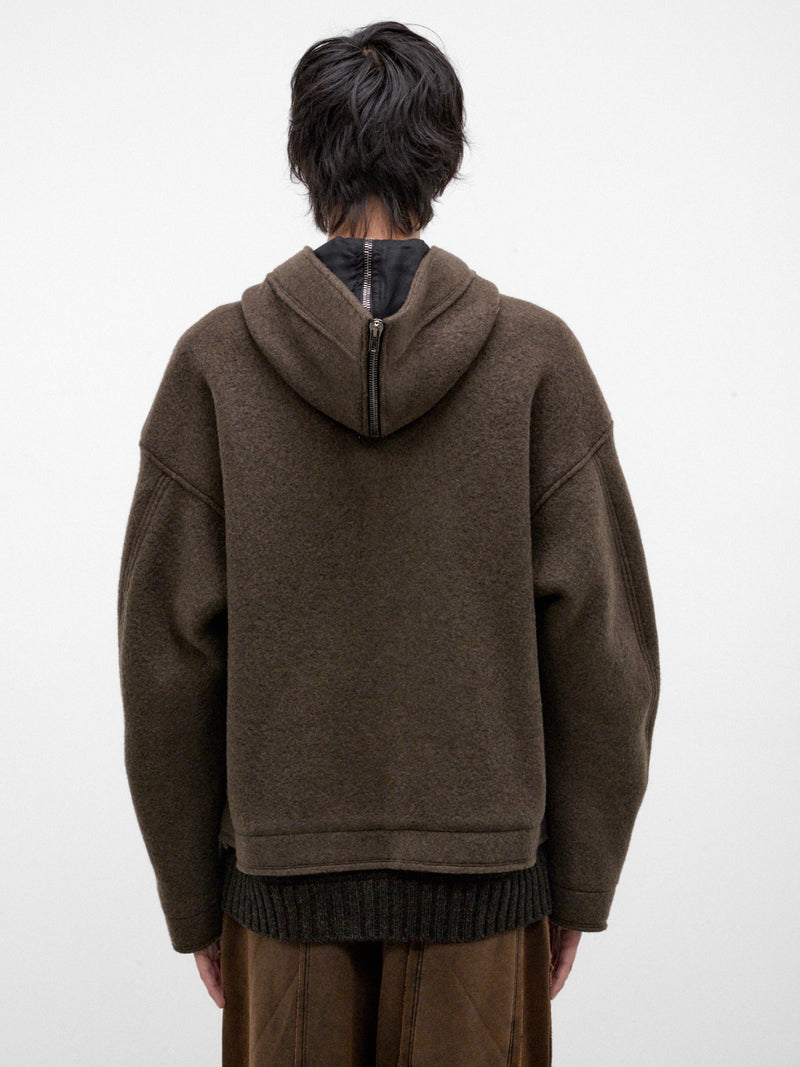 Military Green Wool Zip Hoodie (UW31F26-MILITARY-GREEN)