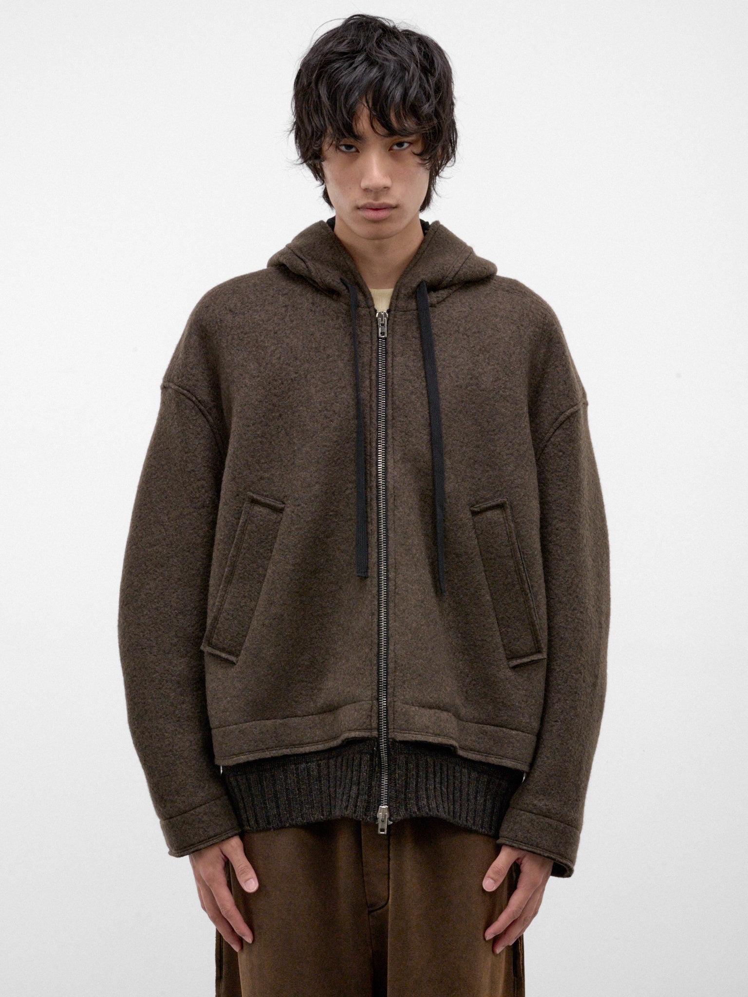 Military Green Wool Zip Hoodie (UW31F26-MILITARY-GREEN)