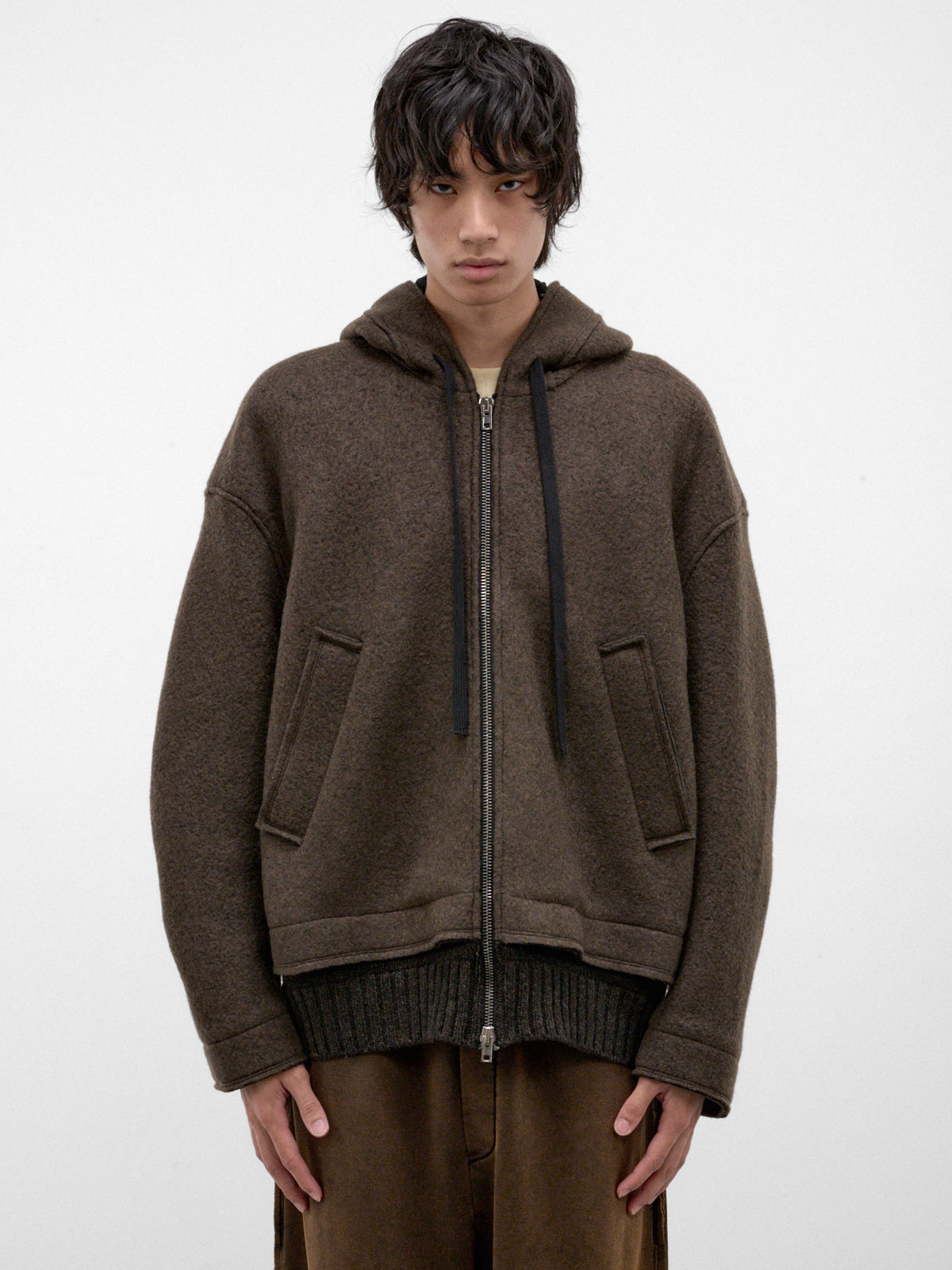 Military Green Wool Zip Hoodie (UW31F26-MILITARY-GREEN)