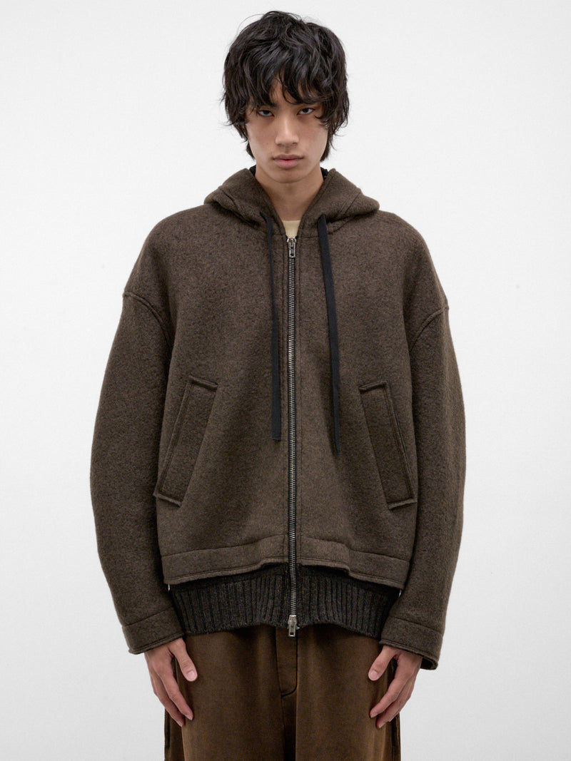 Military Green Wool Zip Hoodie (UW31F26-MILITARY-GREEN)