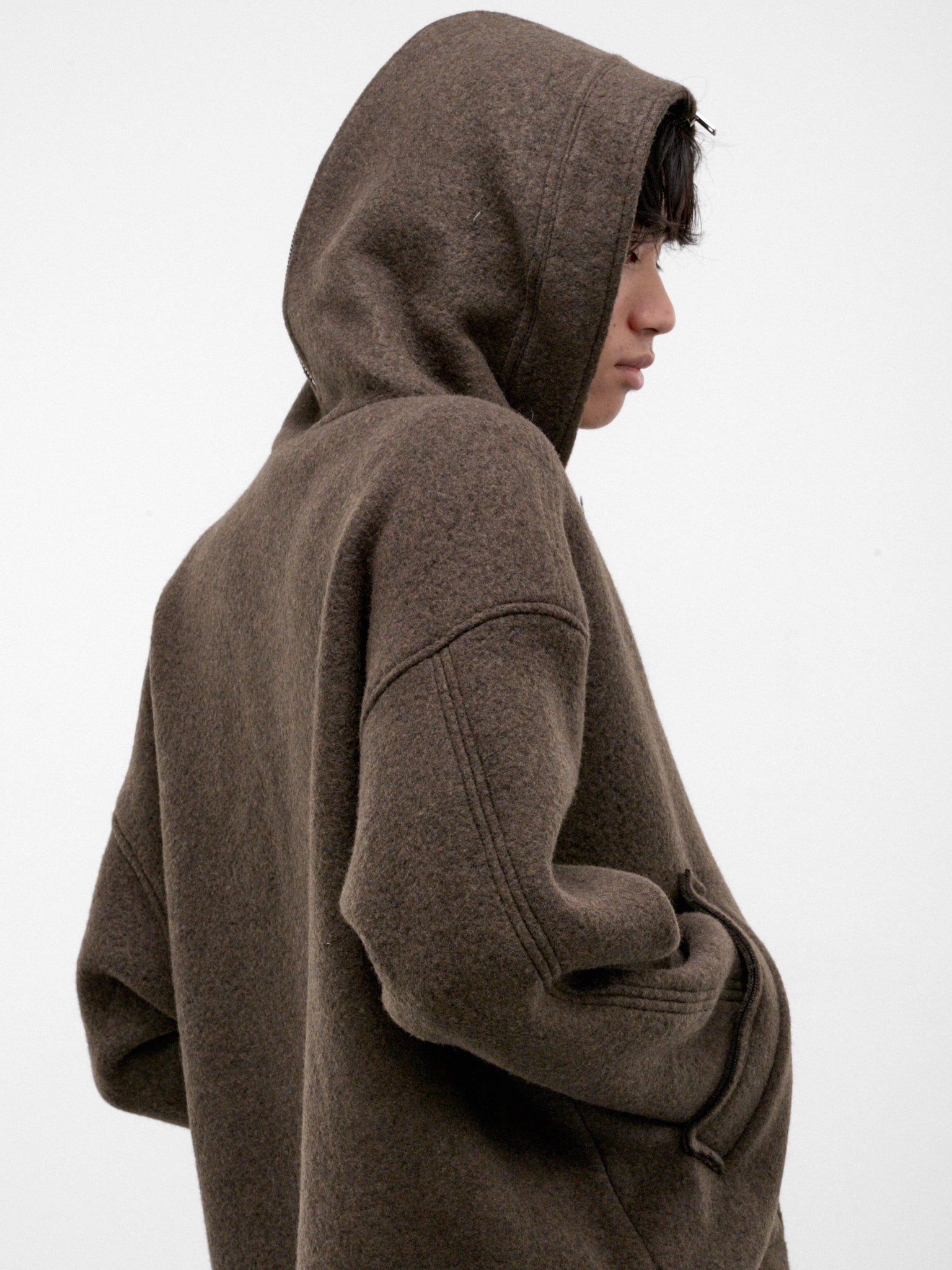 Military Green Wool Zip Hoodie (UW31F26-MILITARY-GREEN)