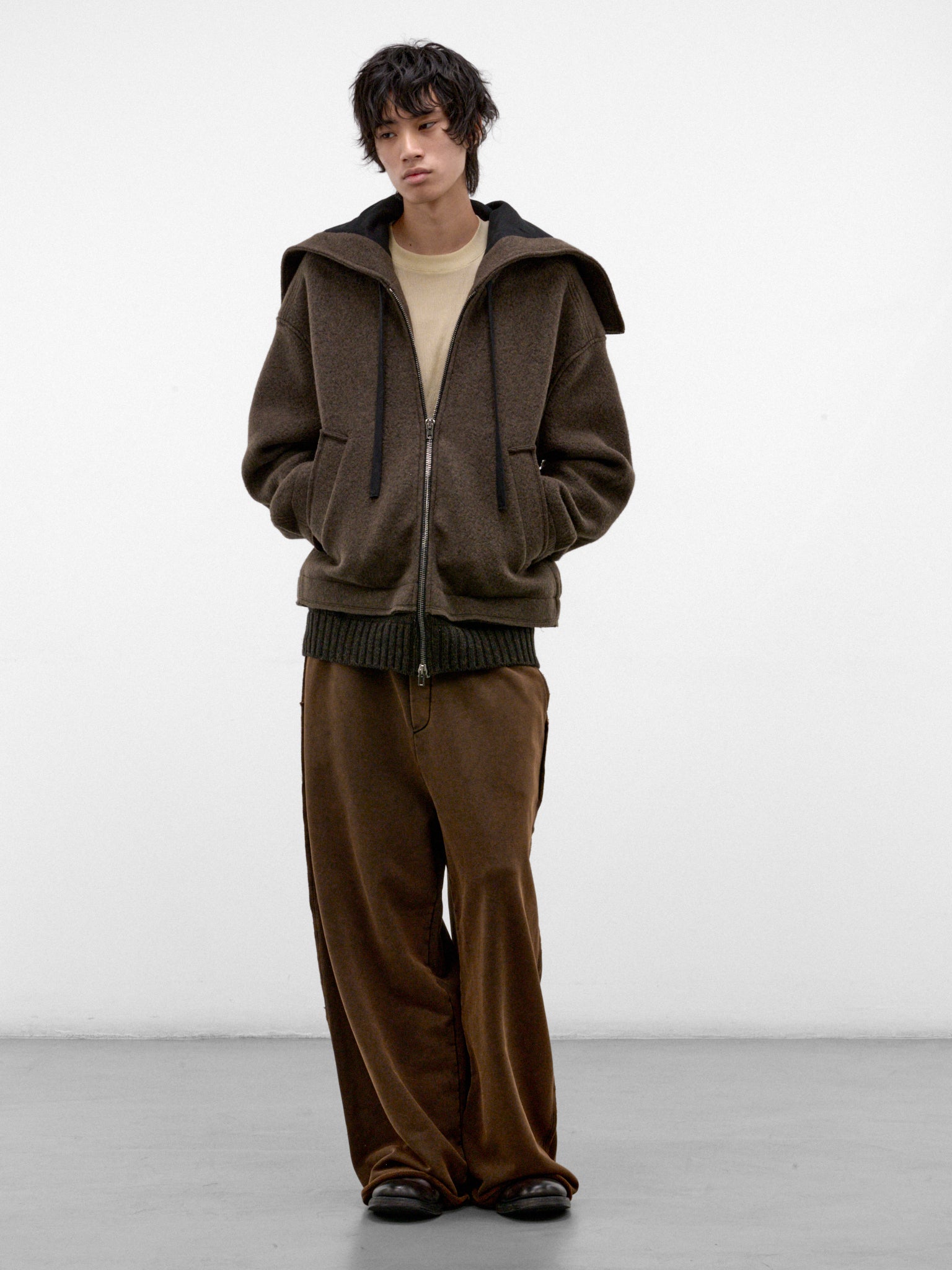 Military Green Wool Zip Hoodie (UW31F26-MILITARY-GREEN)