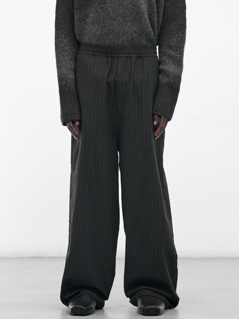 Black Pinstripe Elasticated Baggy Trousers (UW42F25-BLACK)