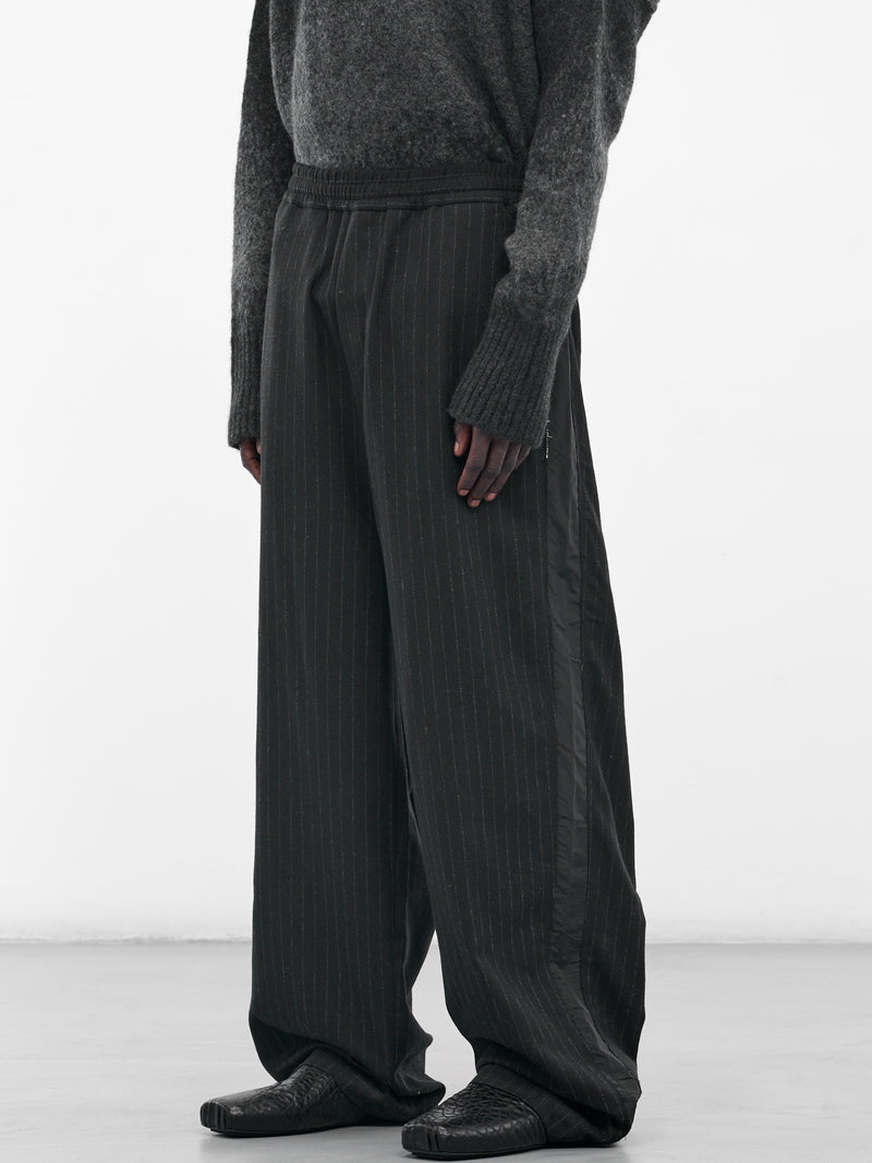 Black Pinstripe Elasticated Baggy Trousers (UW42F25-BLACK)