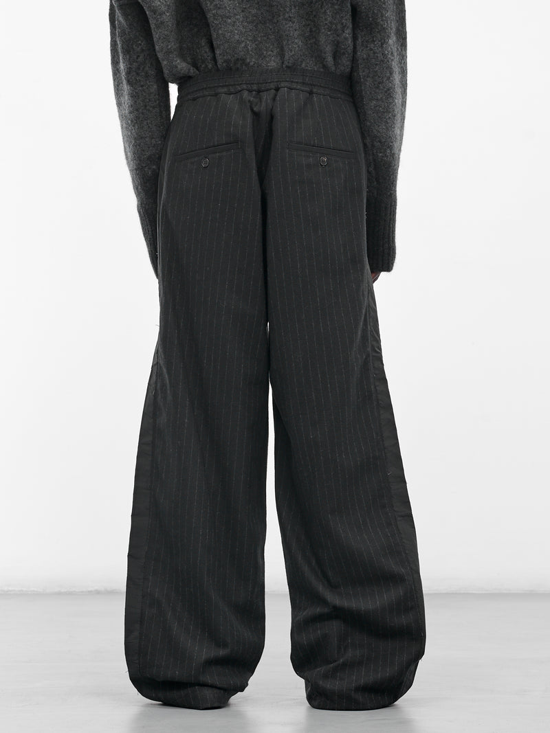 Black Pinstripe Elasticated Baggy Trousers (UW42F25-BLACK)