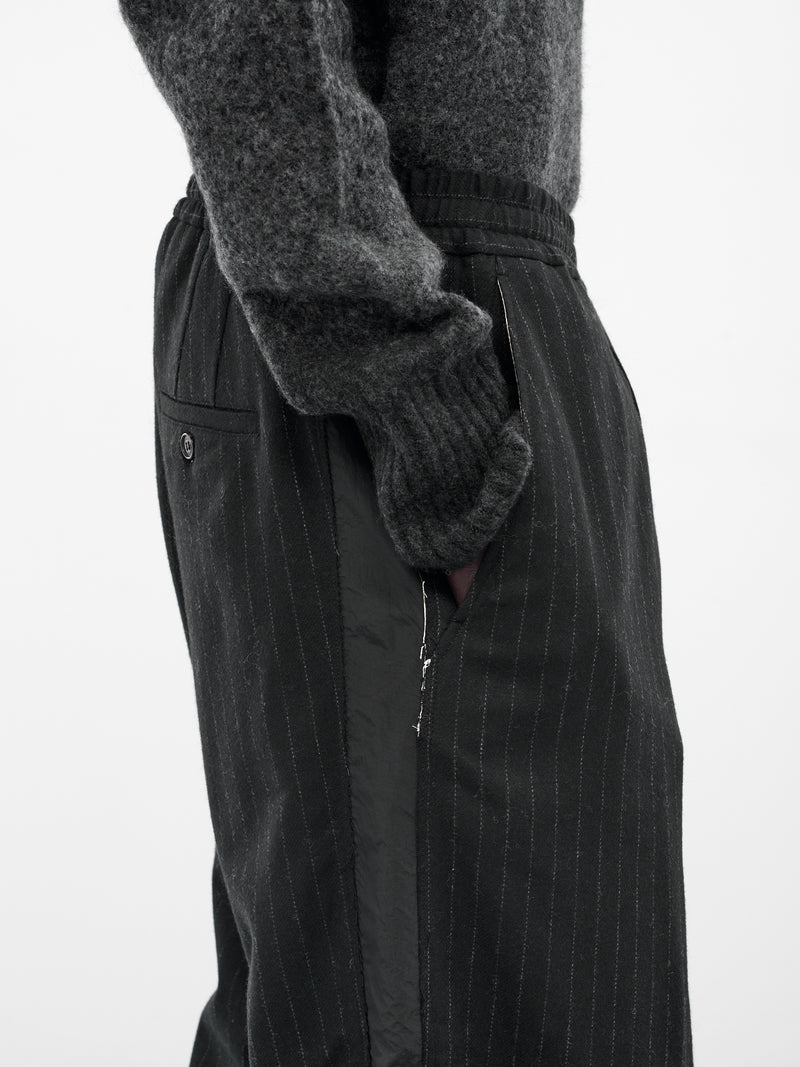 Black Pinstripe Elasticated Baggy Trousers (UW42F25-BLACK)