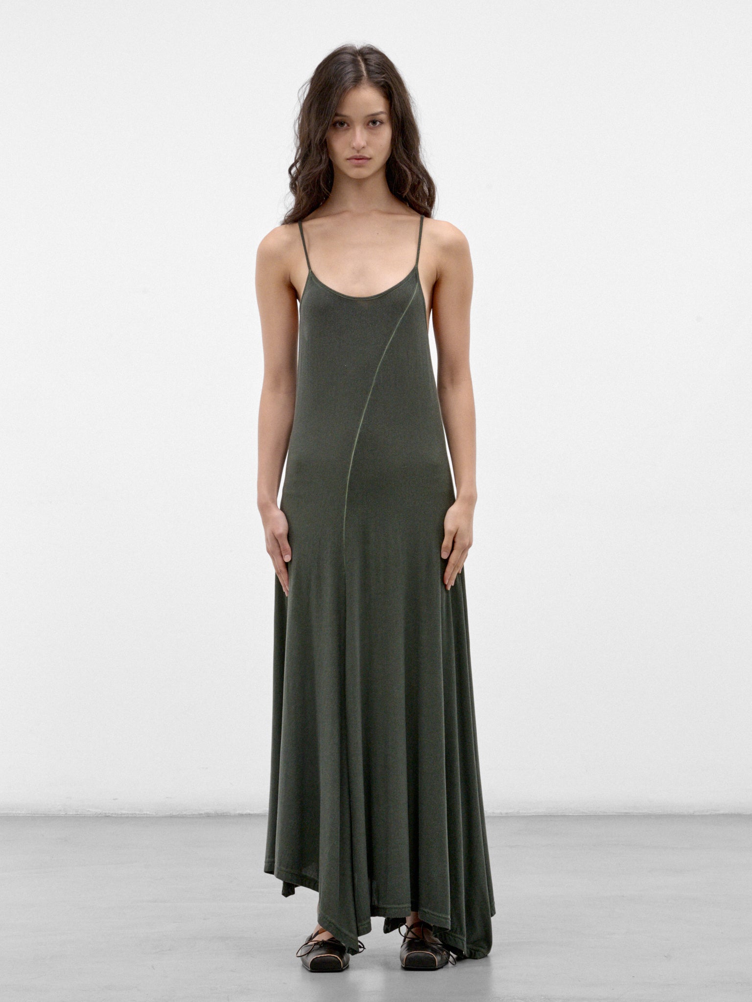 Gray Asymmetric Maxi Dress (UW5038-ACRRY-GREY-GREEN)
