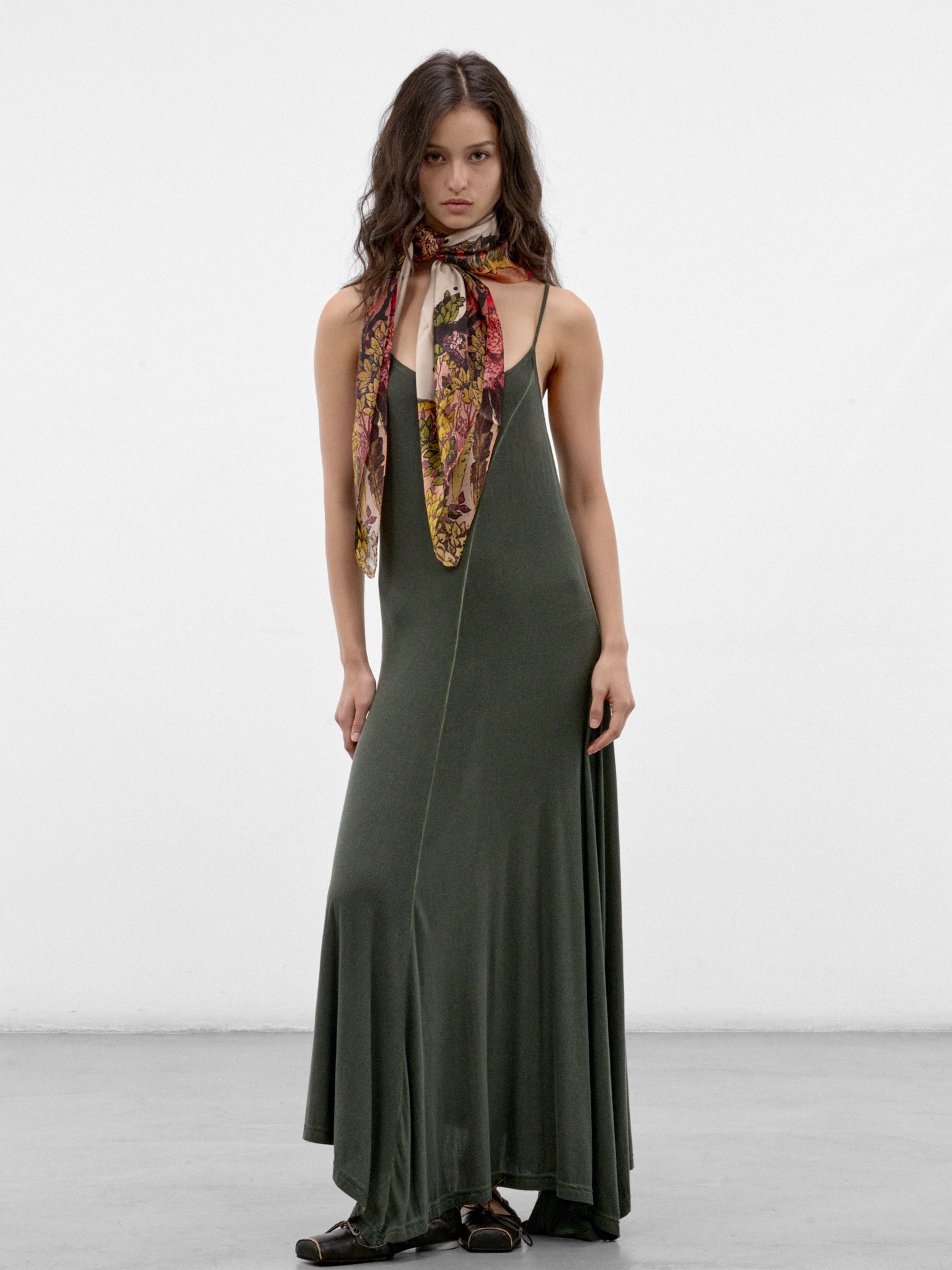 Gray Asymmetric Maxi Dress (UW5038-ACRRY-GREY-GREEN)