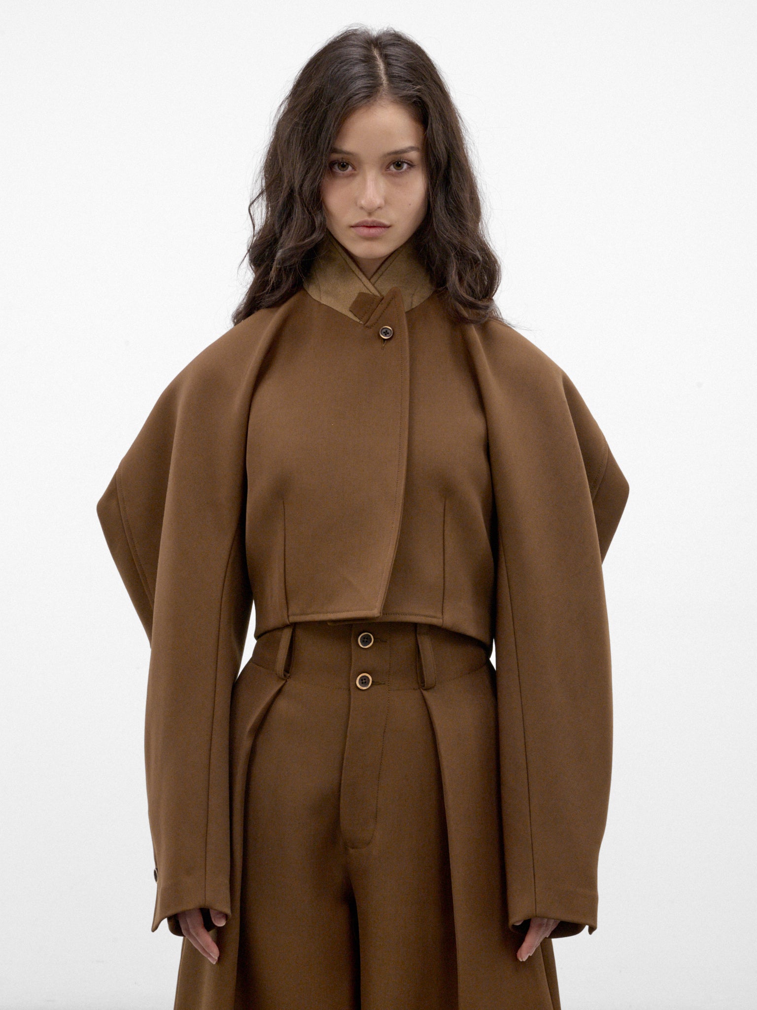 Mustard Sculptural Cropped Jacket (UW6017-KEEY-DARK-MUSTARD)
