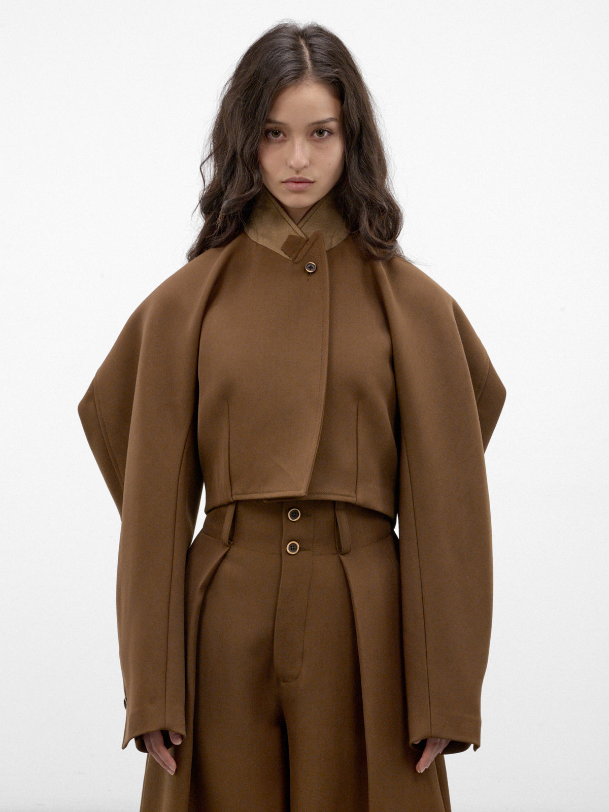 Mustard Sculptural Cropped Jacket (UW6017-KEEY-DARK-MUSTARD)