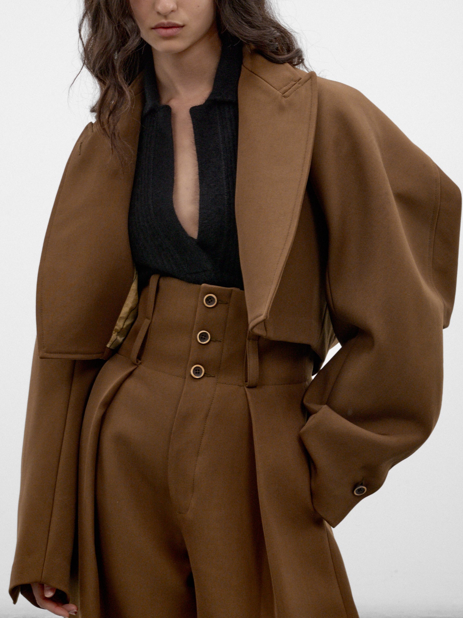 Mustard Sculptural Cropped Jacket (UW6017-KEEY-DARK-MUSTARD)
