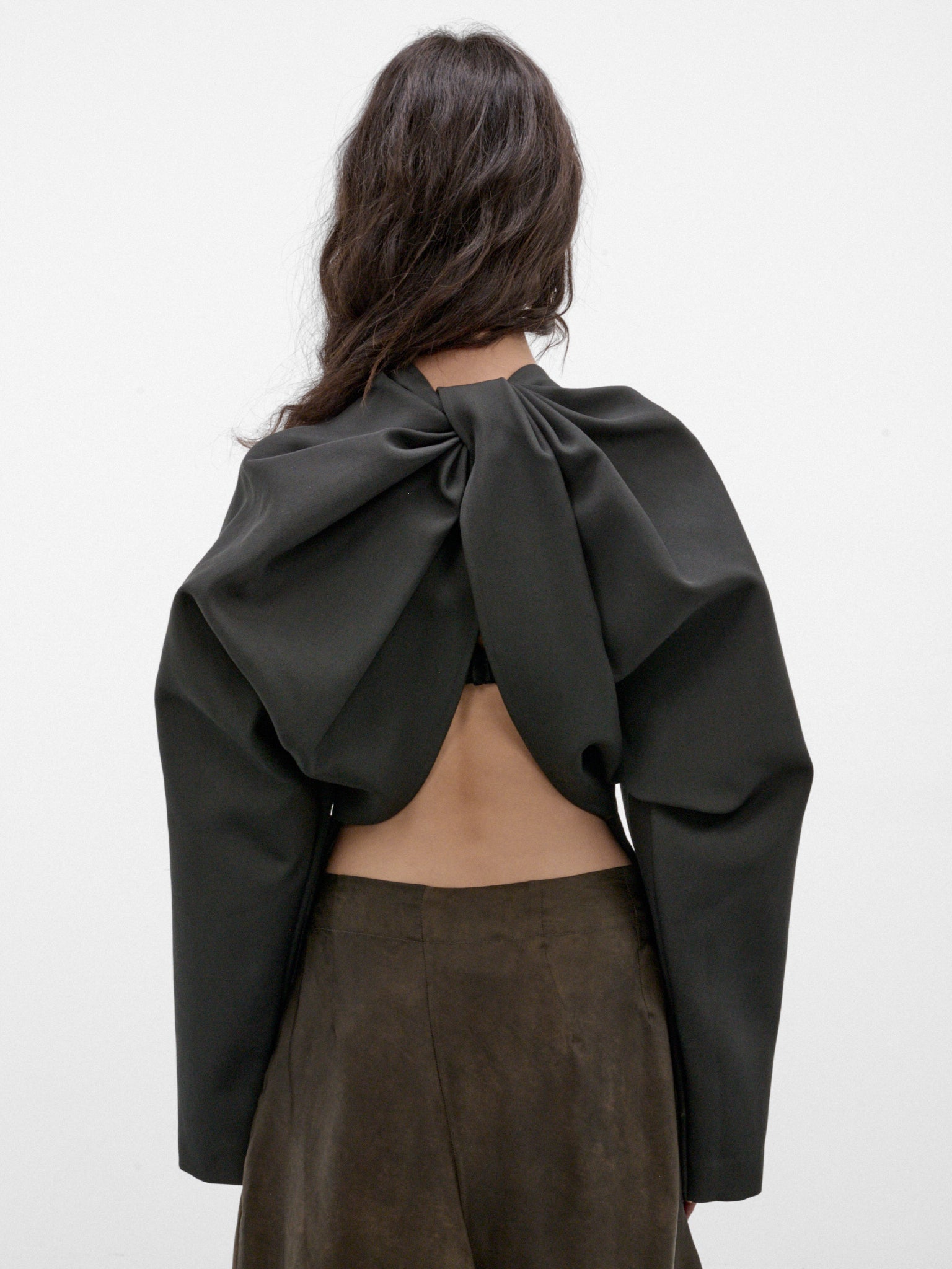 Gray Sculptural Cropped Jacket (UW6067-KLARR-GREY-GREEN)