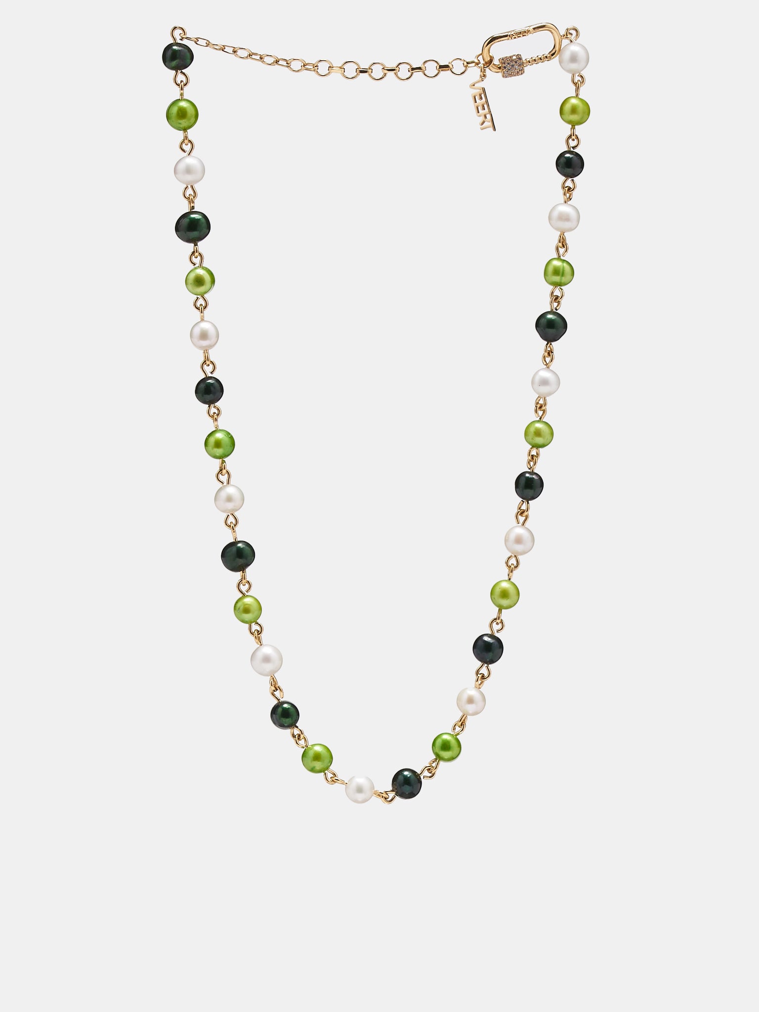 Multi-Pearl Necklace (V-DESSN0344-YG-MULTI-GREEN-FRE)