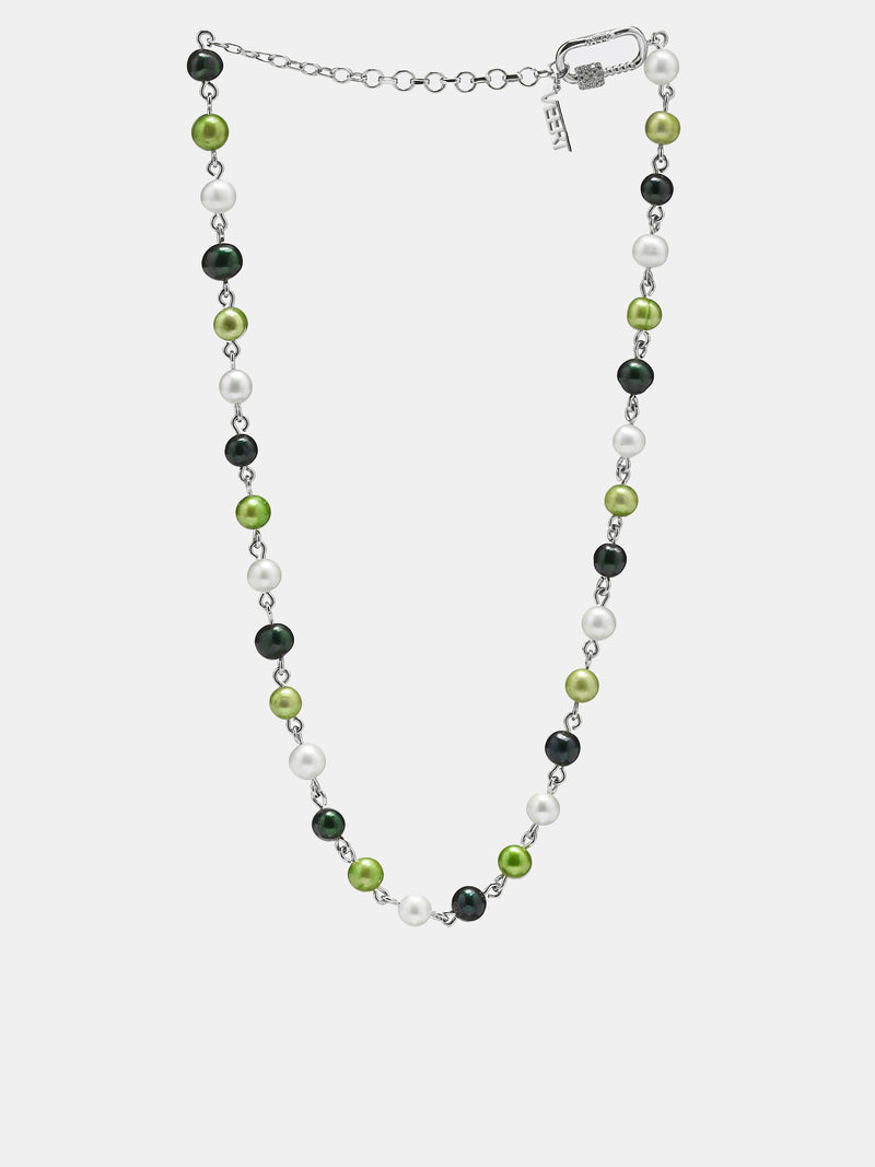 Multi-Pearl Necklace (V-DESSN0344A-MULTI-GREEN-WHITE)
