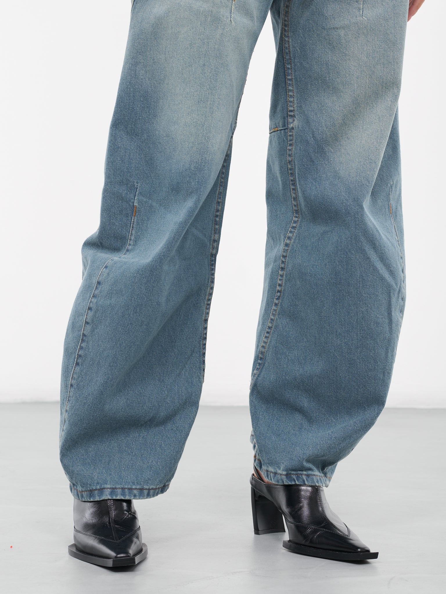 Balloon Denim Pants (V02-BLUE-BROWN)