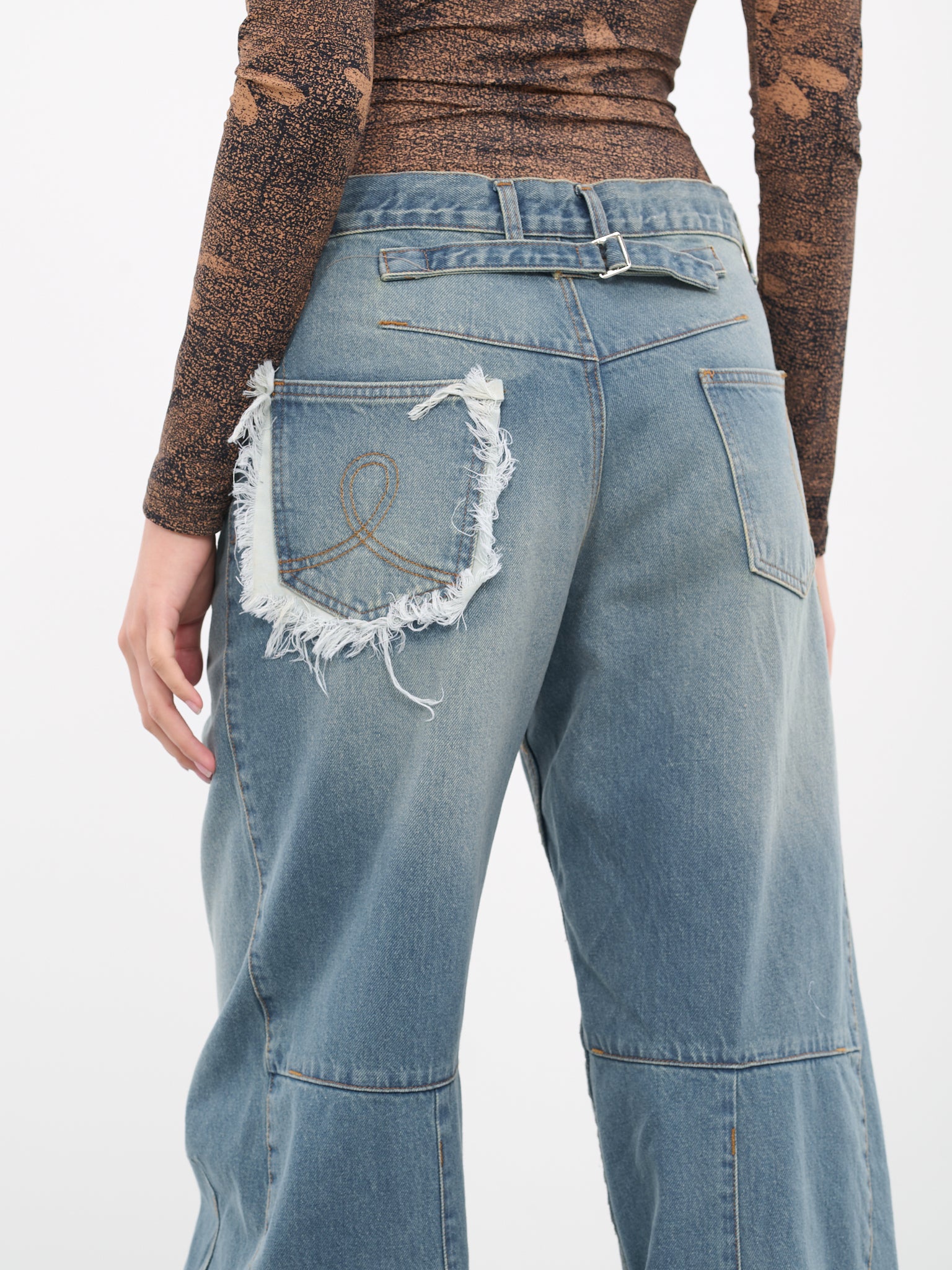 Balloon Denim Pants (V02-BLUE-BROWN)