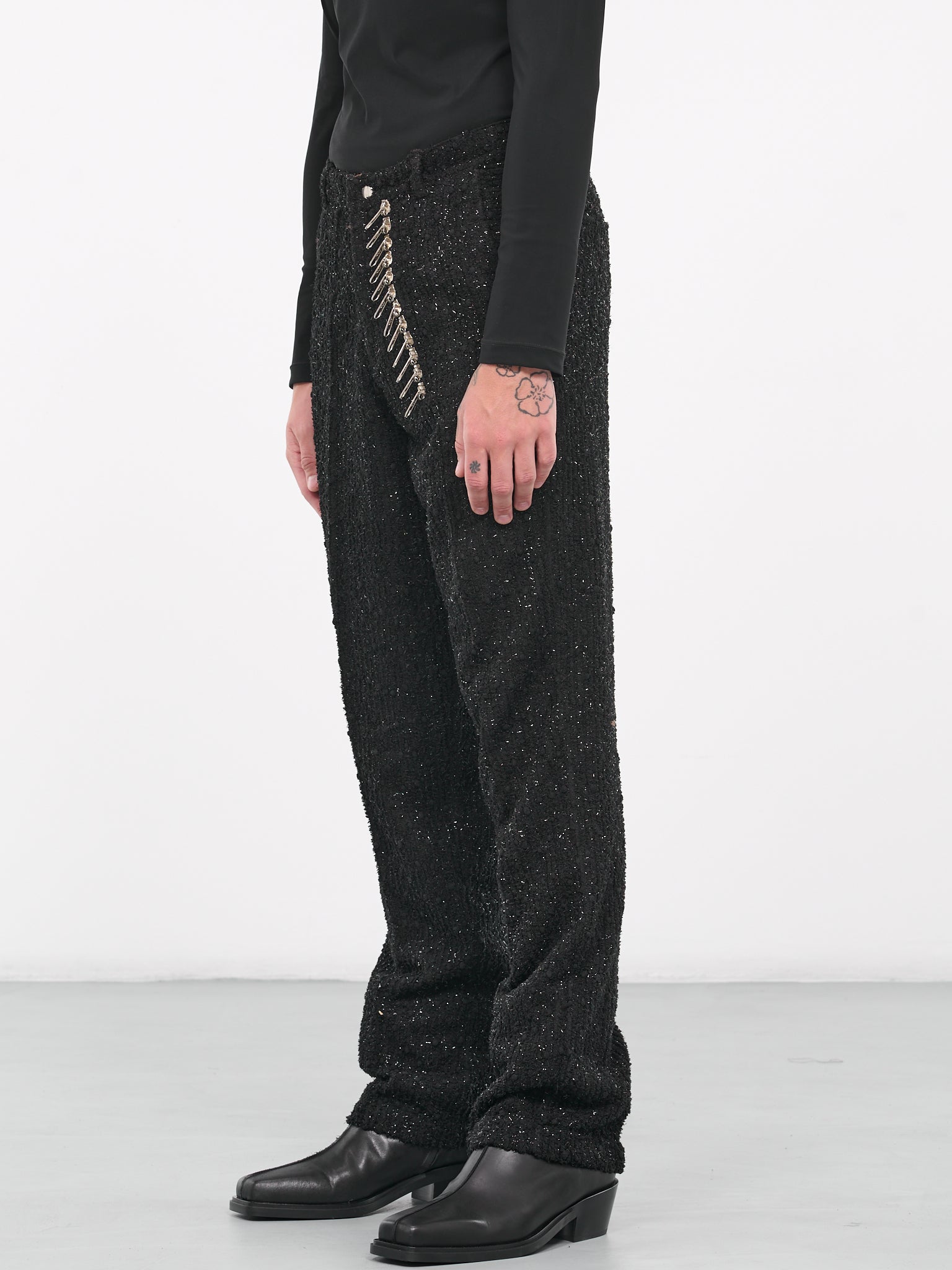 Zip Puller Glitter Trousers (V05-BLACK)