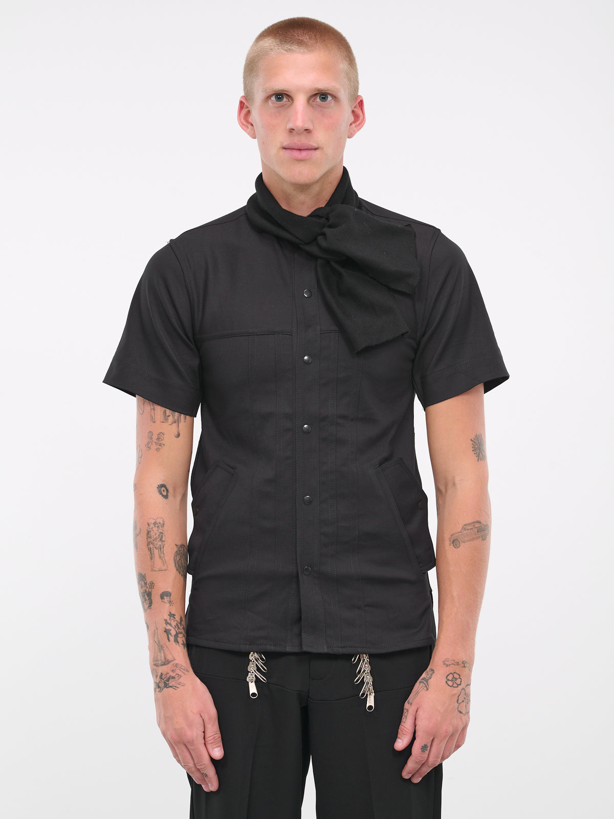 Scarf Collar Shirt (V07-BLACK)
