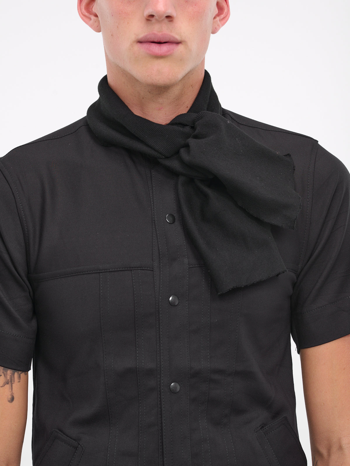 Scarf Collar Shirt (V07-BLACK)