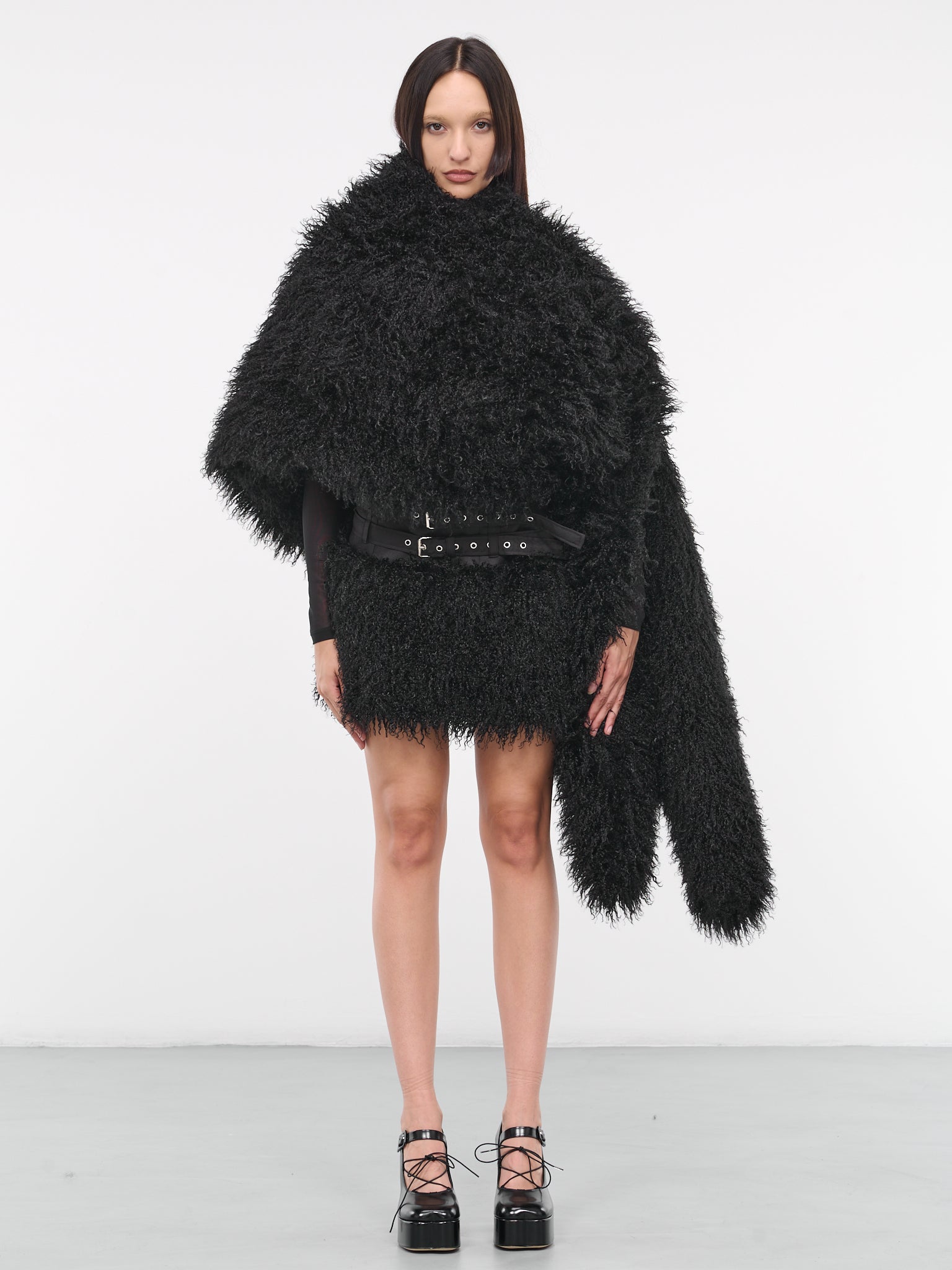 Oversized Shearling Cape (VAQ06K60102-1-BLACK)