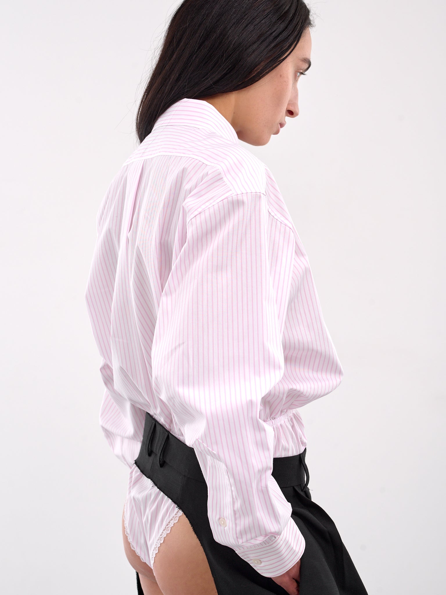 Striped Button-Down Leotard (VAQ09B102-PINK)