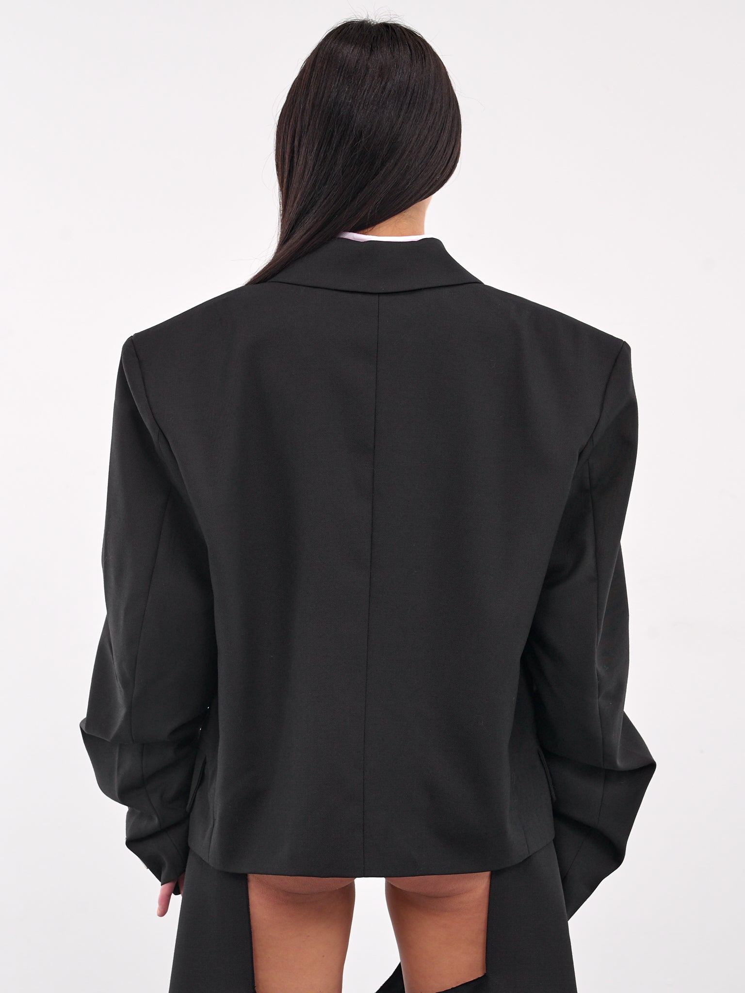 Cropped Double-Breasted Blazer (VAQ09J007-BLACK)
