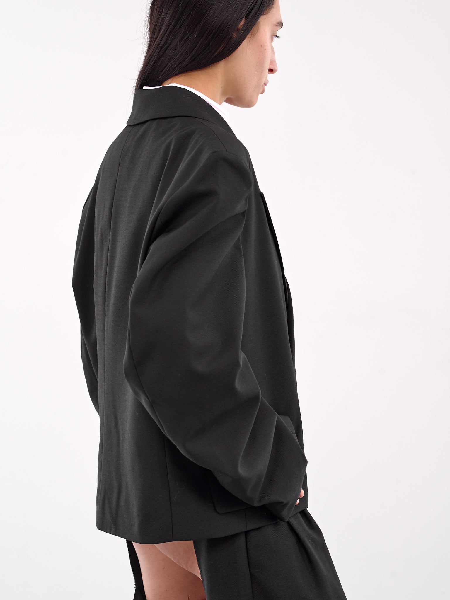 Cropped Double-Breasted Blazer (VAQ09J007-BLACK)