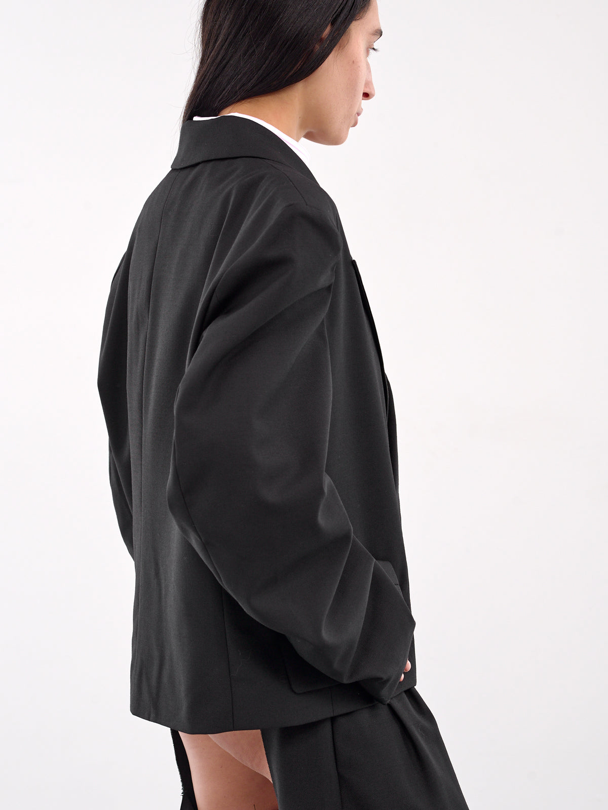 Cropped Double-Breasted Blazer (VAQ09J007-BLACK)