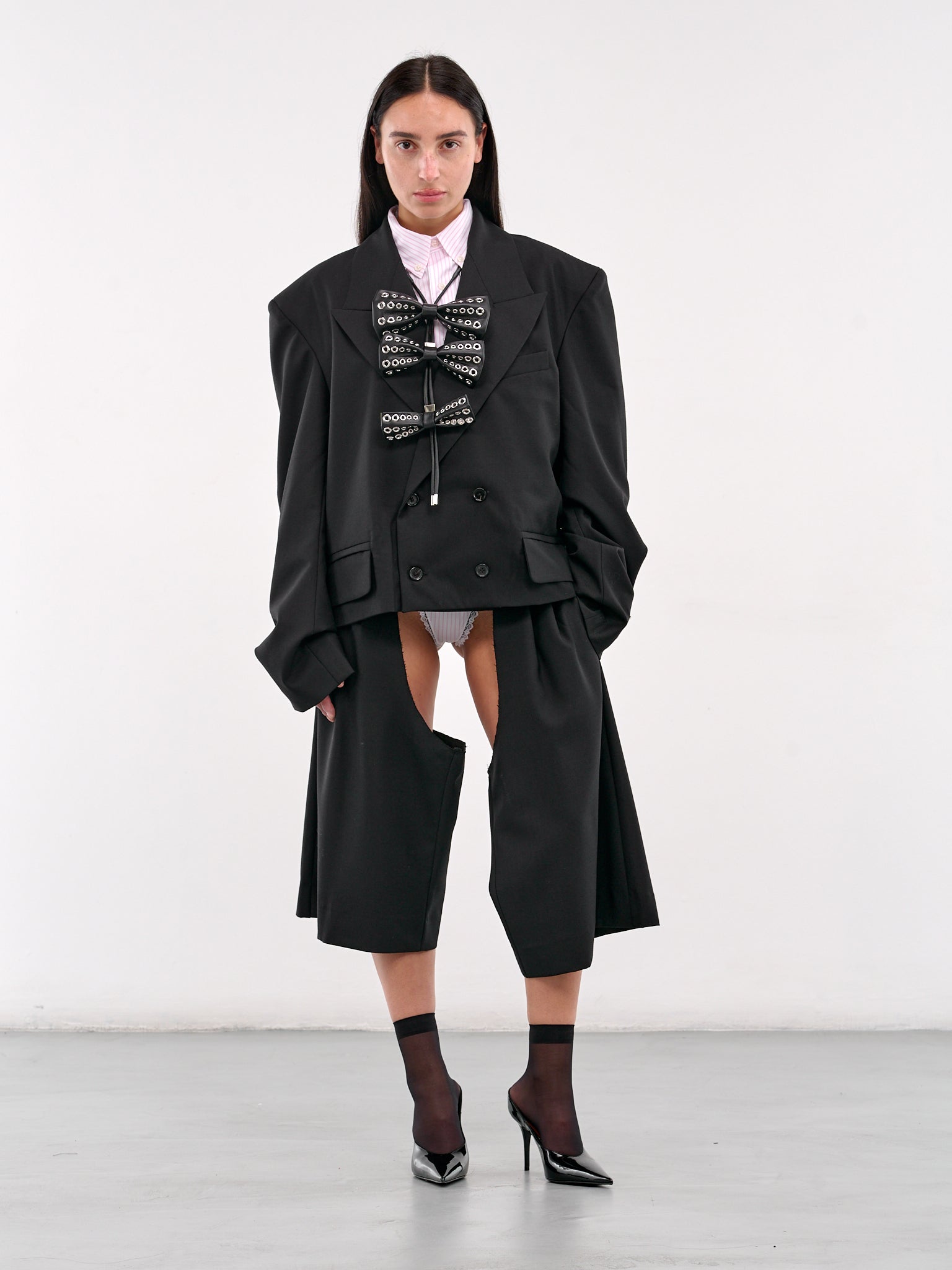 Cropped Double-Breasted Blazer (VAQ09J007-BLACK)