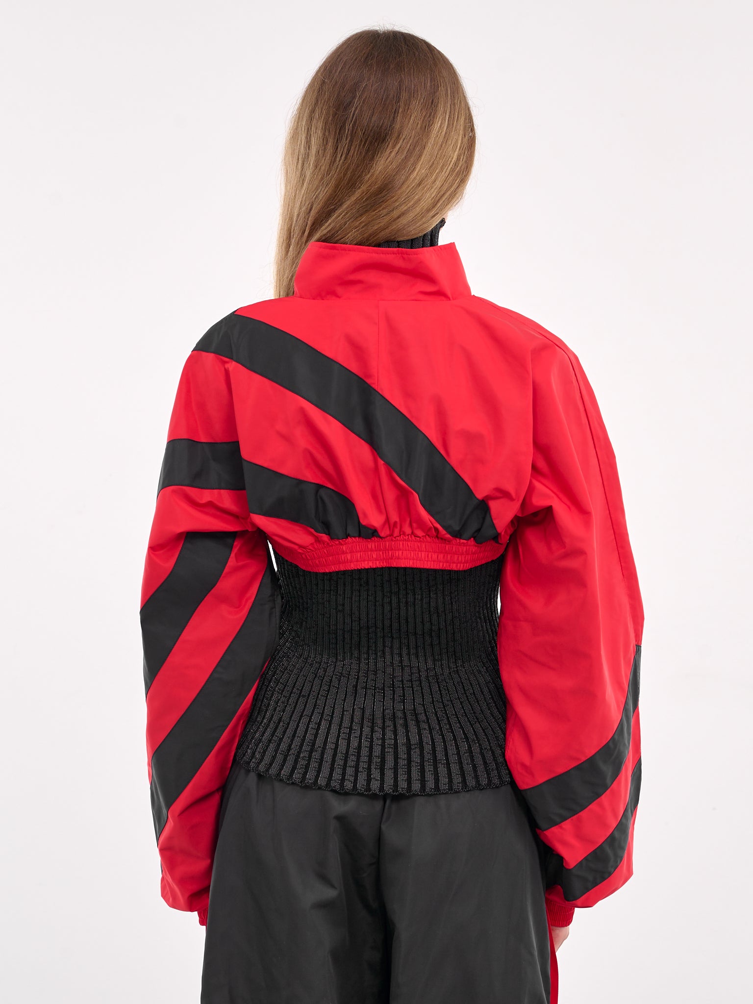 Cropped Windbreaker (VAQ09J012-BLACK-RED)
