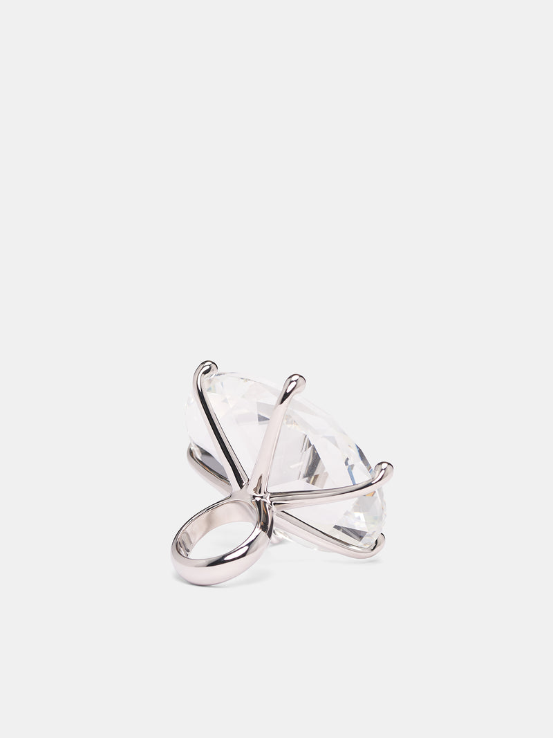 D'Heygere Oversized Solitaire Ring (VAQ10K804-SILVER)