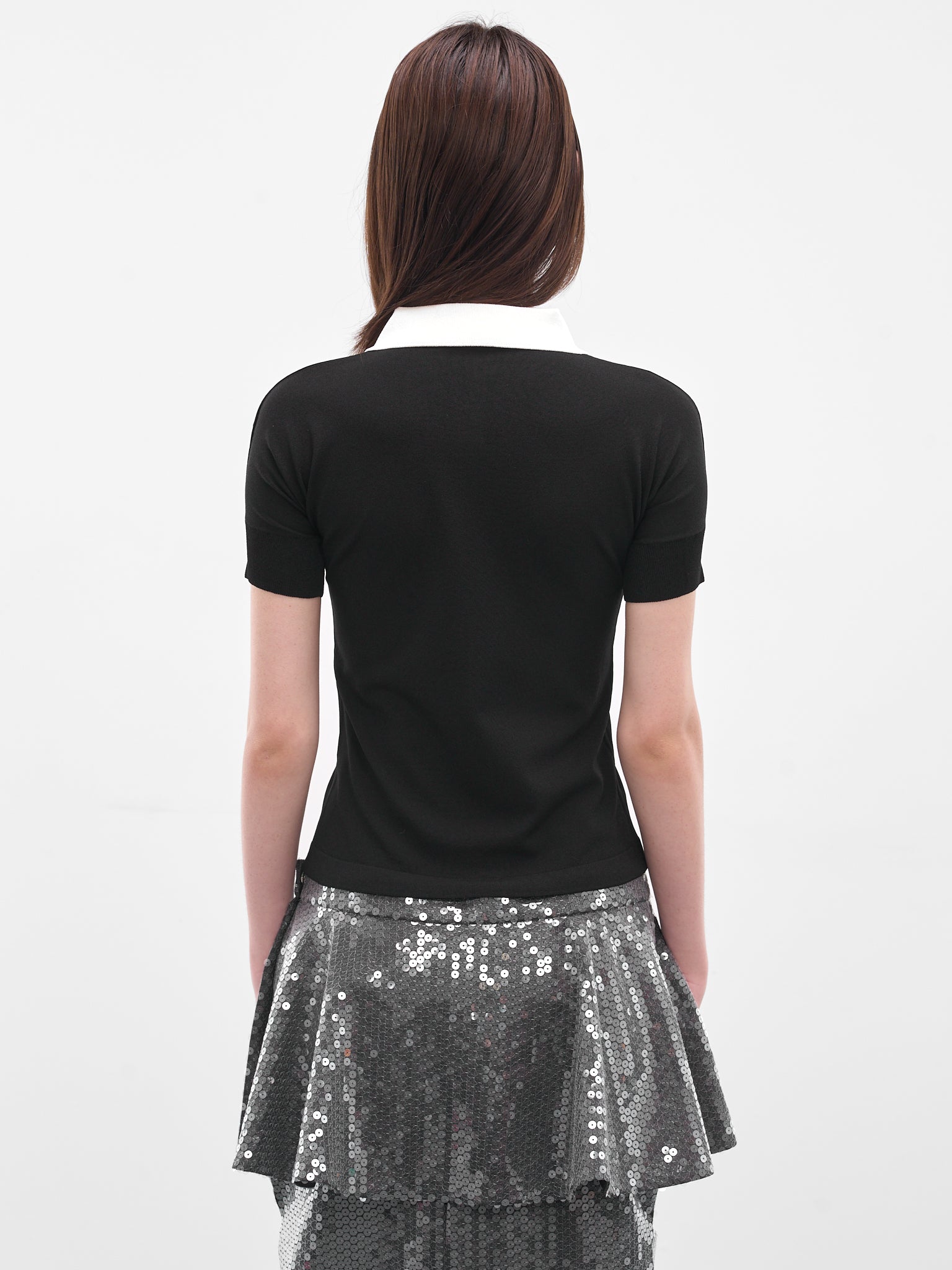 Logo Graphic Contrast Polo Shirt (VAQ10N001-BLACK-WHITE)