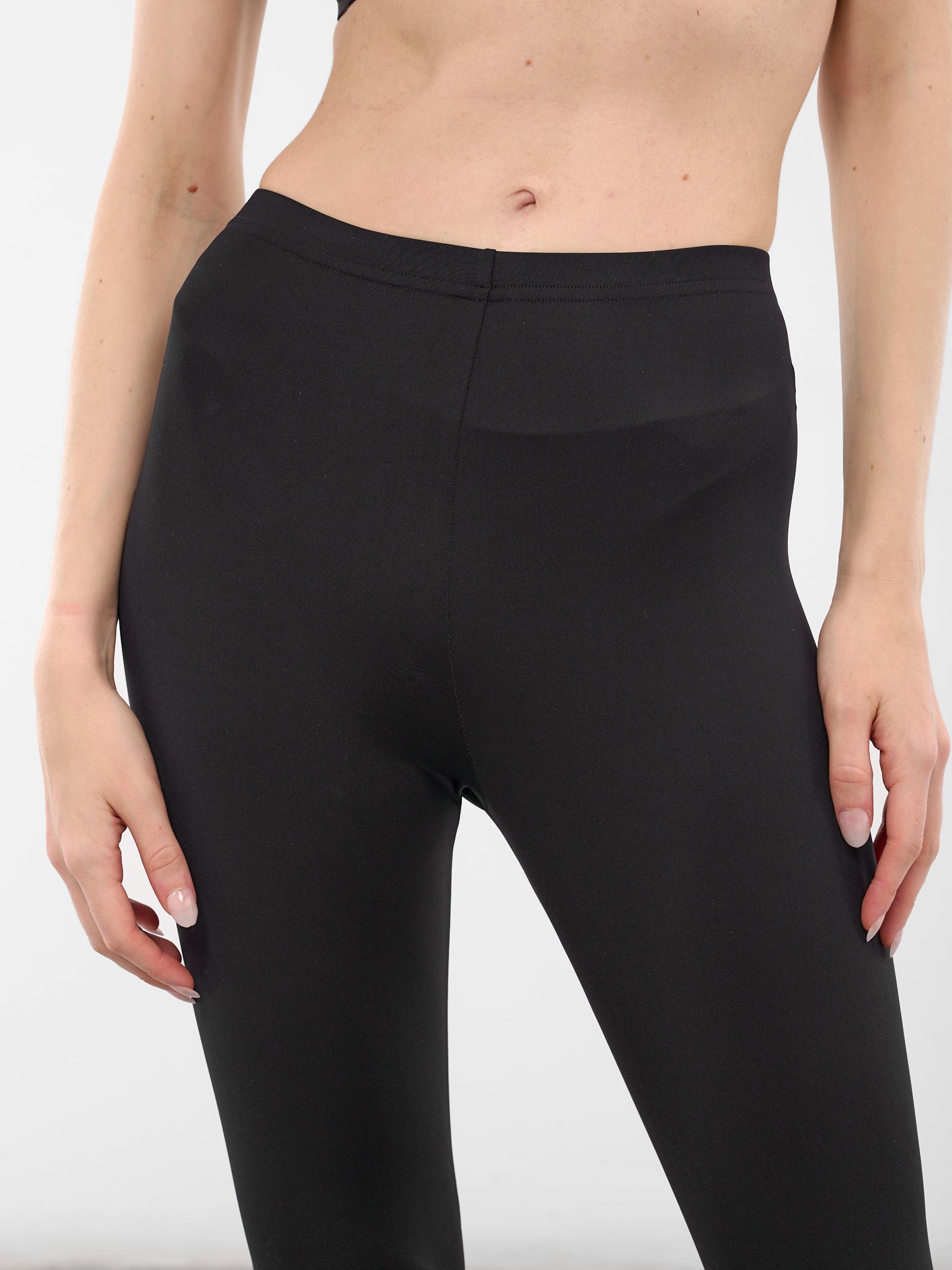 Black Nylon Flared Bow Leggings (VAQ10P101-BLACK)