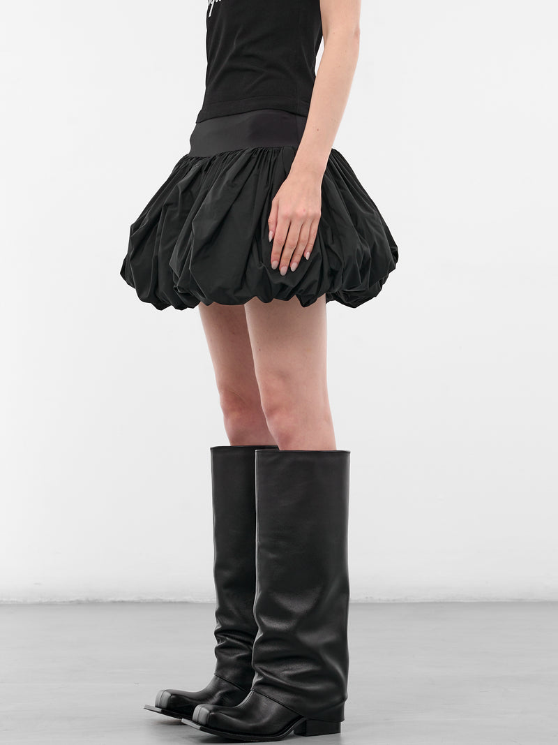 Black Nylon Bubble Mini Skirt (VAQ10S101-BLACK)