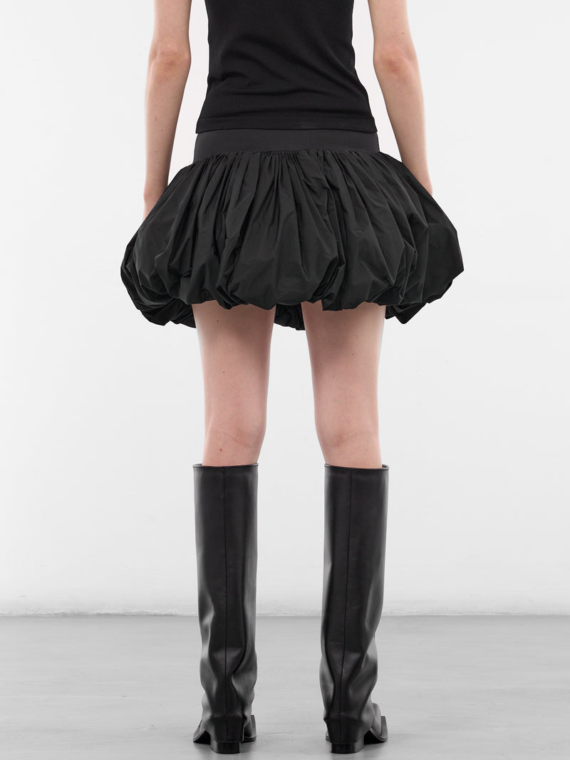 Black Nylon Bubble Mini Skirt (VAQ10S101-BLACK)