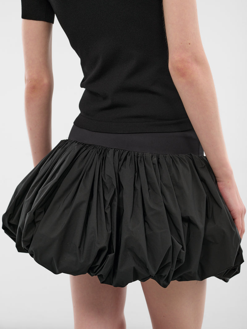 Black Nylon Bubble Mini Skirt (VAQ10S101-BLACK)