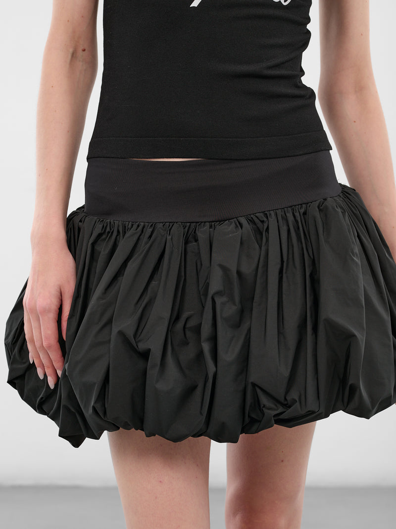 Black Nylon Bubble Mini Skirt (VAQ10S101-BLACK)