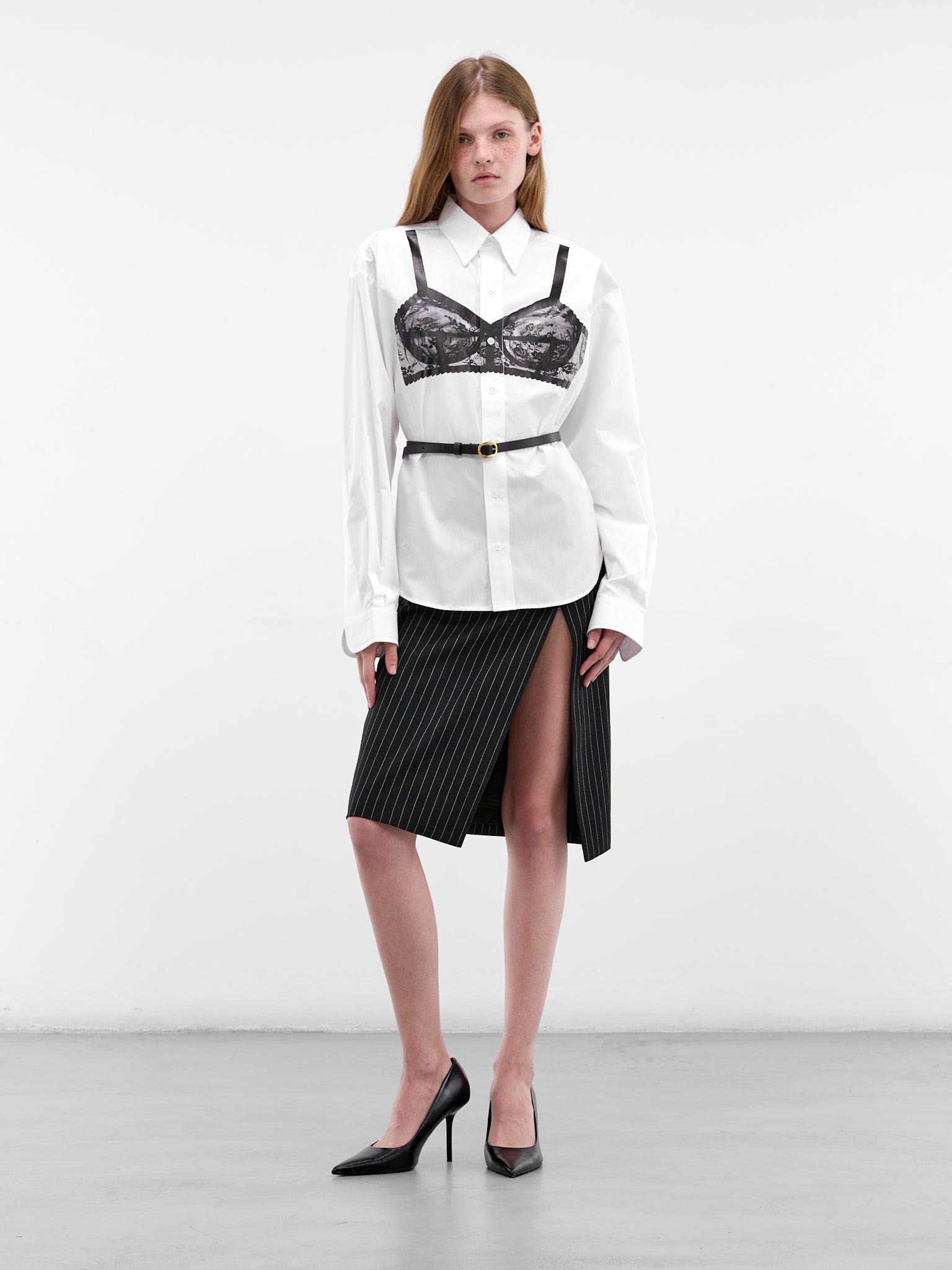 White Trompe L'oeil Bra Shirt (VAQ11B001-WHITE)