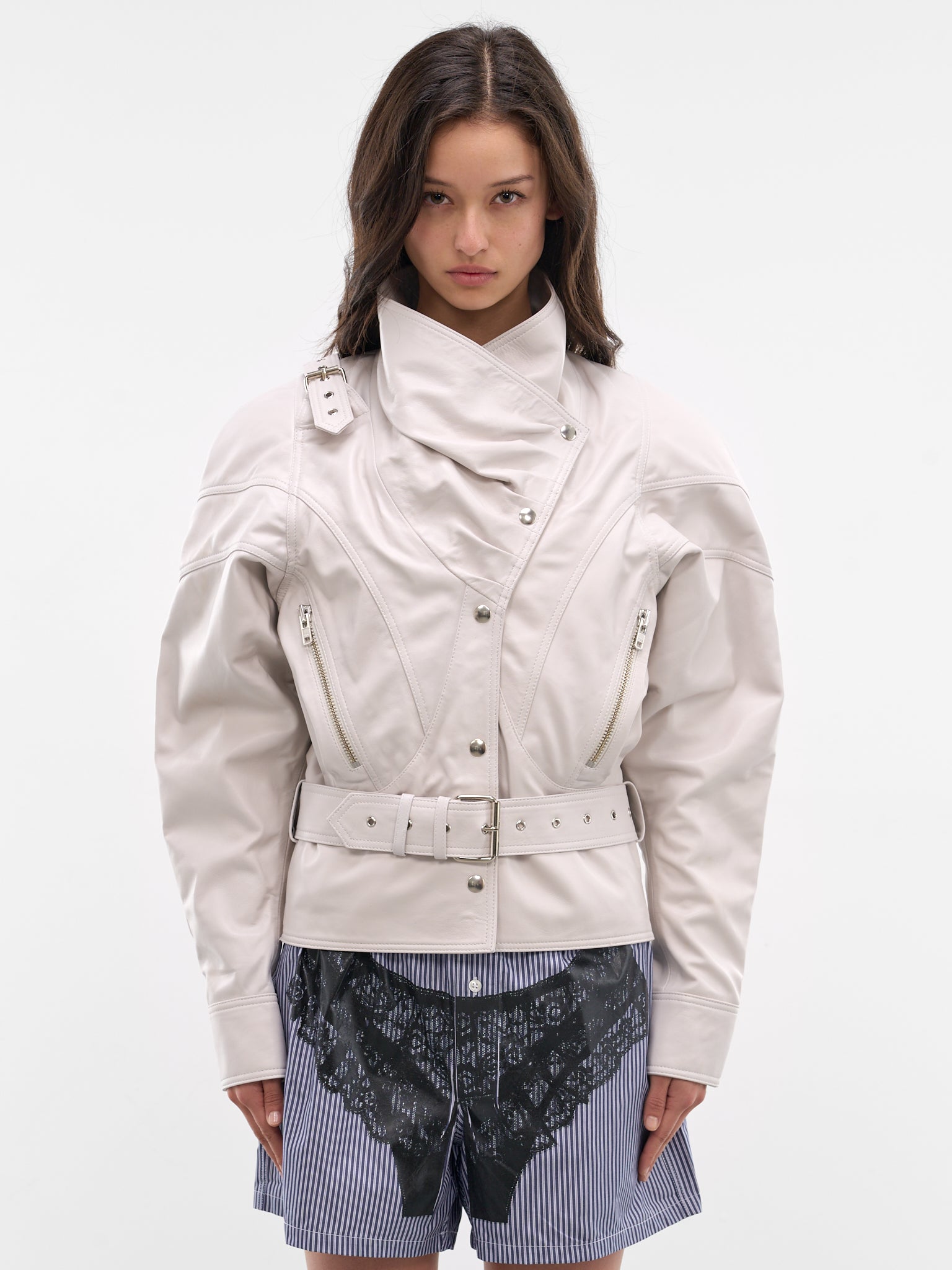 White Leather Bombshell Moto Jacket (VAQ11J004-OFF-WHITE)