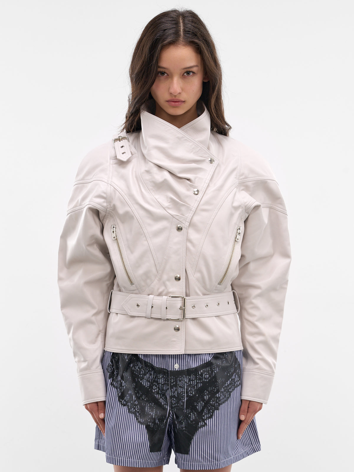 White Leather Bombshell Moto Jacket (VAQ11J004-OFF-WHITE)