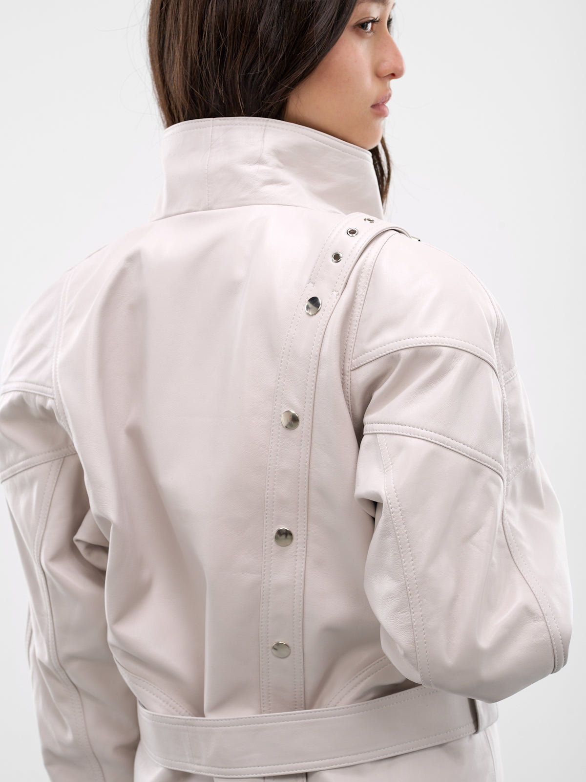 White Leather Bombshell Moto Jacket (VAQ11J004-OFF-WHITE)