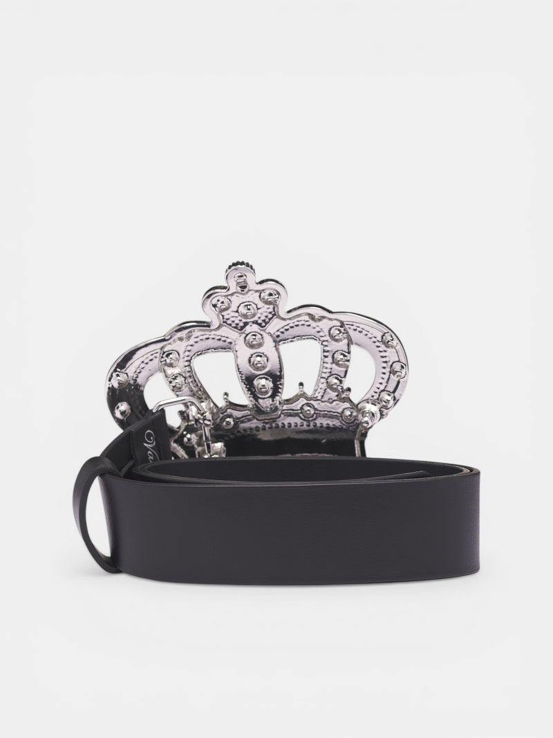 Swarovski Crystal Crown Buckle Belt (VAQ11K301-BLACK-SILVER)