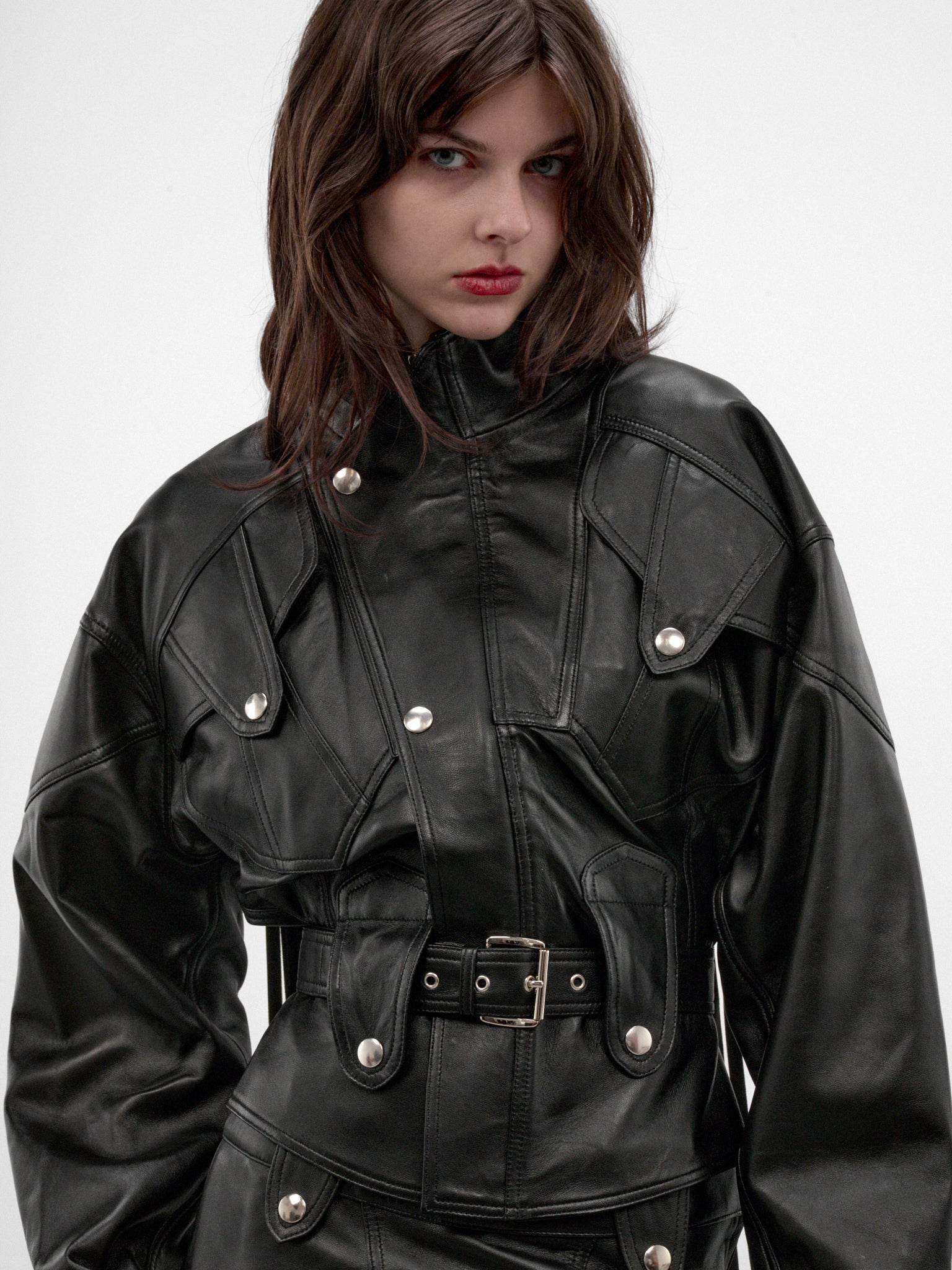 Black Lamb Leather Fringed Jacket (VAQ12J006-BLACK)