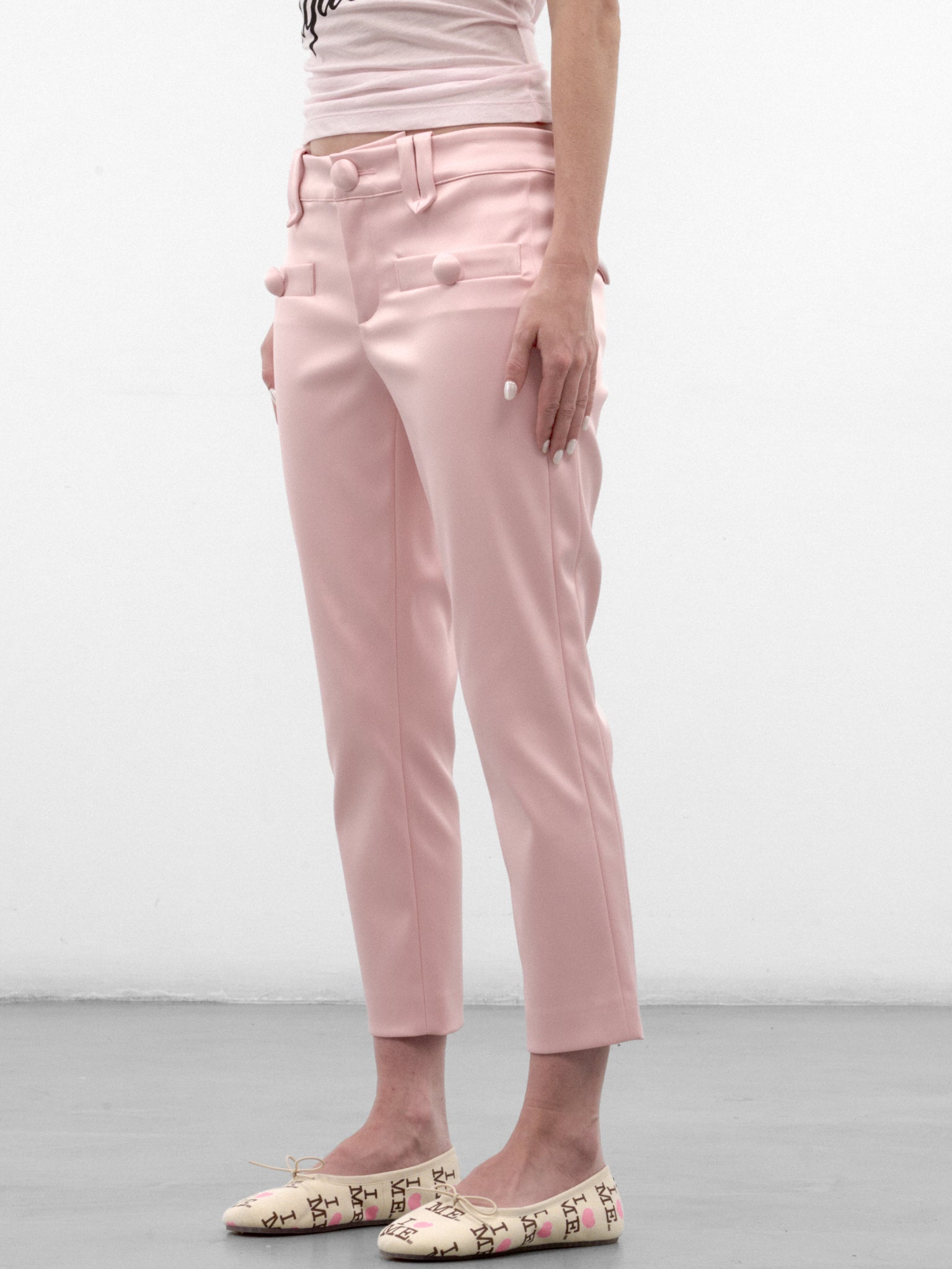 Pink Satin Cigarette Trousers (VAQ12P010-PINK)