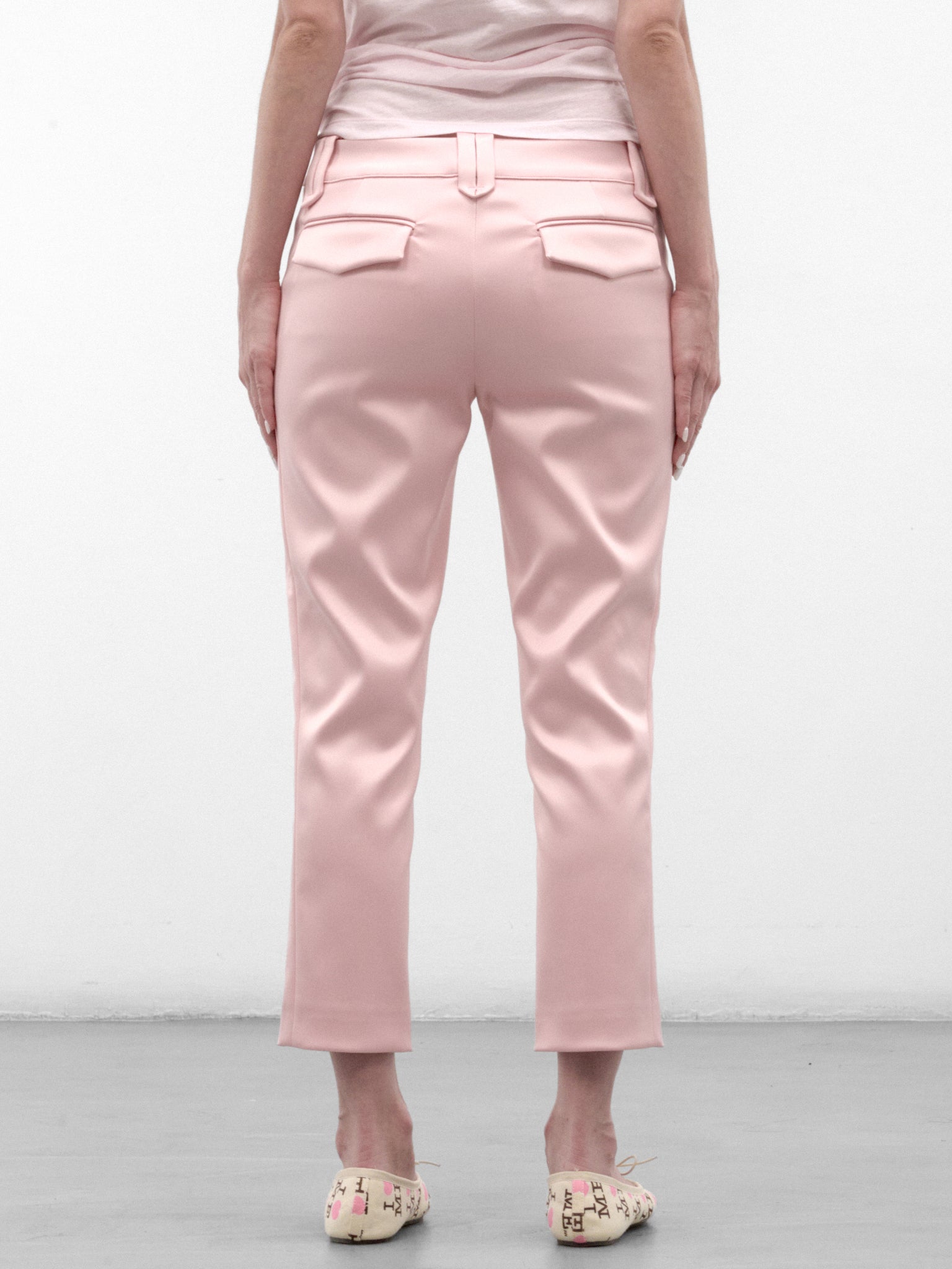 Pink Satin Cigarette Trousers (VAQ12P010-PINK)