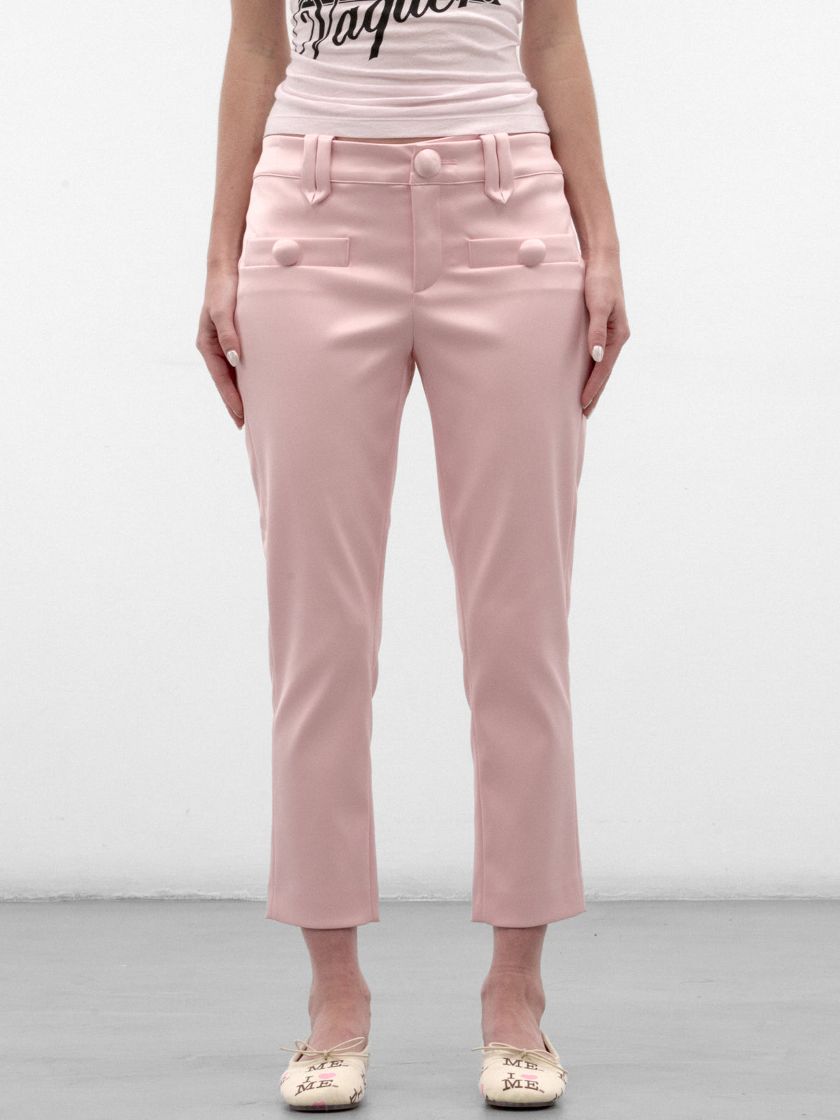 Pink Satin Cigarette Trousers (VAQ12P010-PINK)