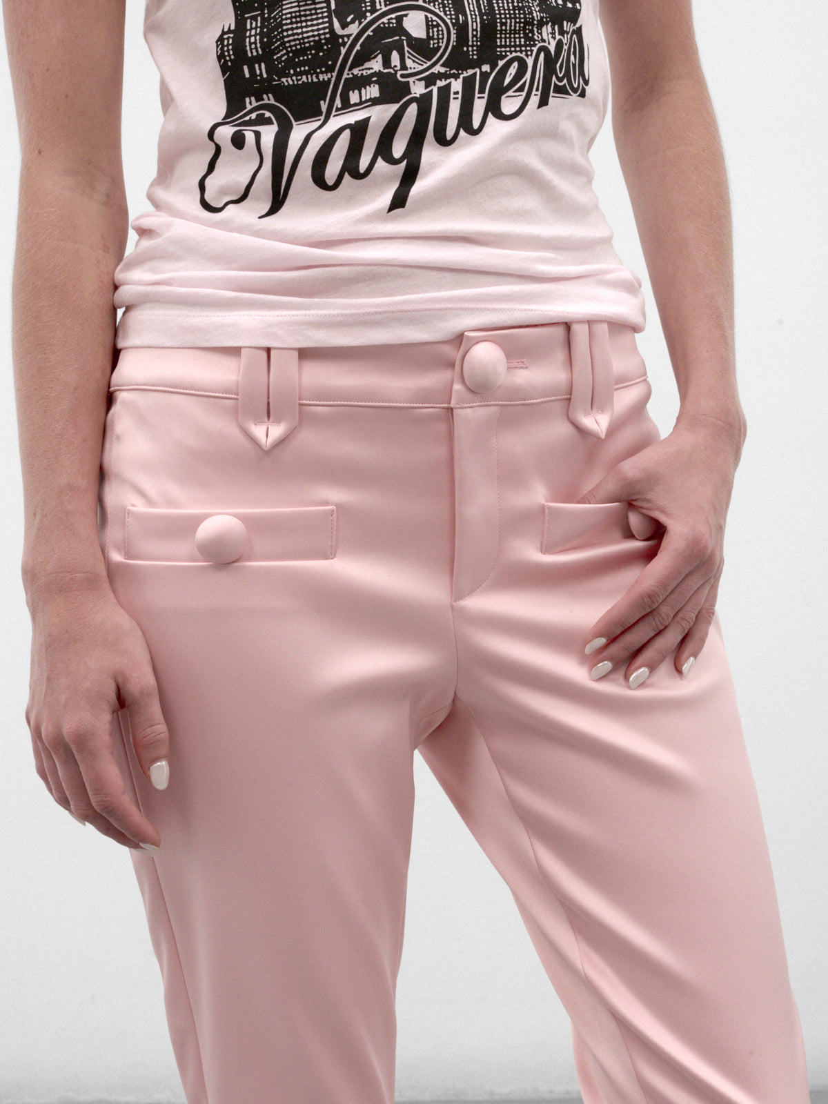 Pink Satin Cigarette Trousers (VAQ12P010-PINK)