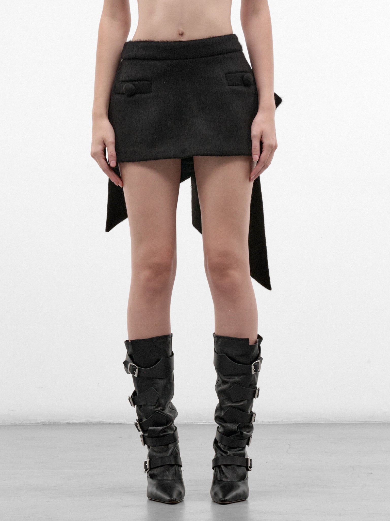 Black Bow Mini Skirt (VAQ12S005-BLACK)