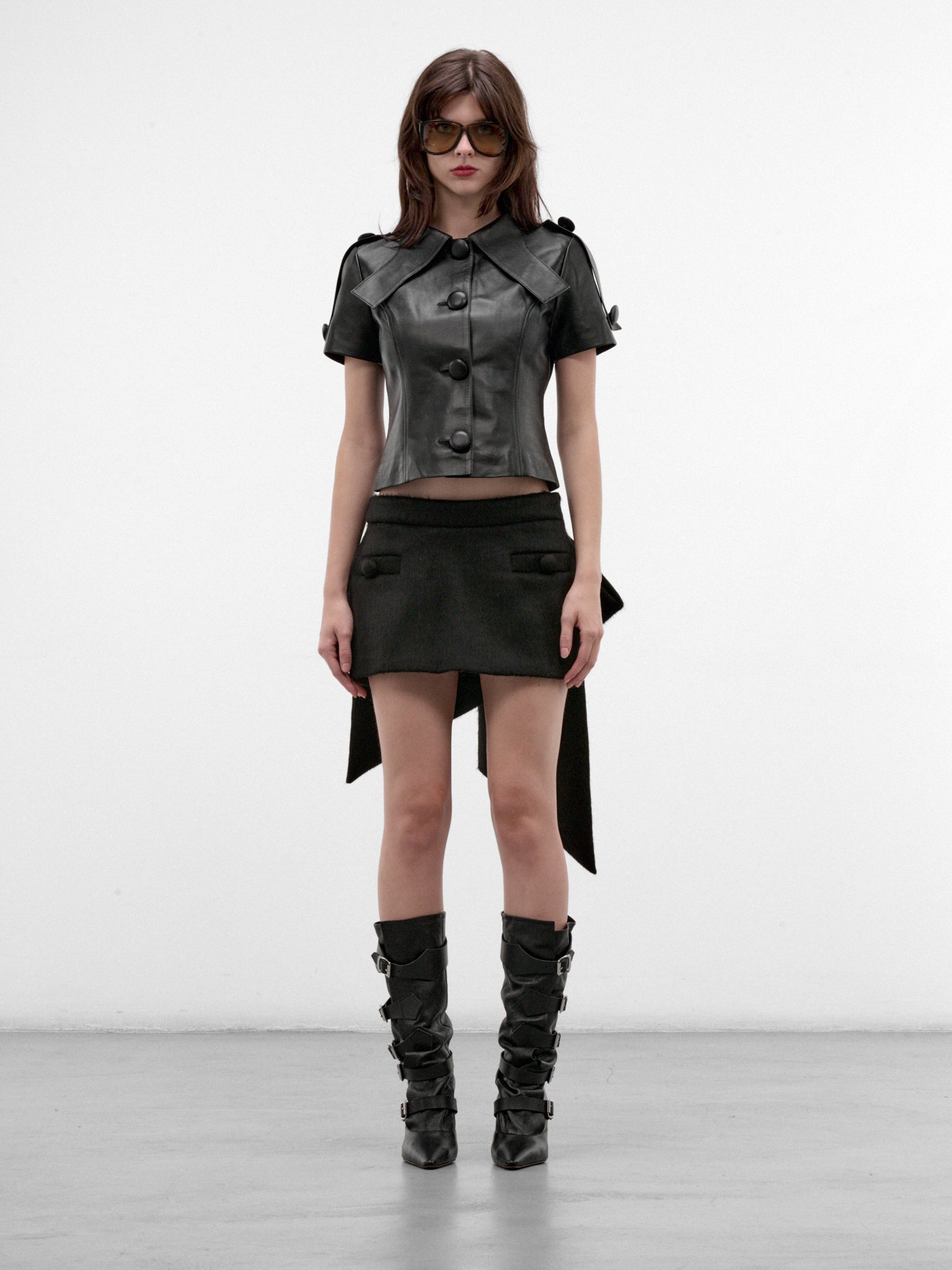 Black Lamb Leather Top (VAQ12T029-BLACK)