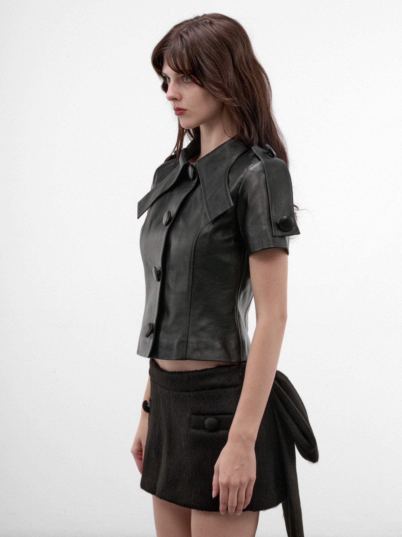 Black Lamb Leather Top (VAQ12T029-BLACK)